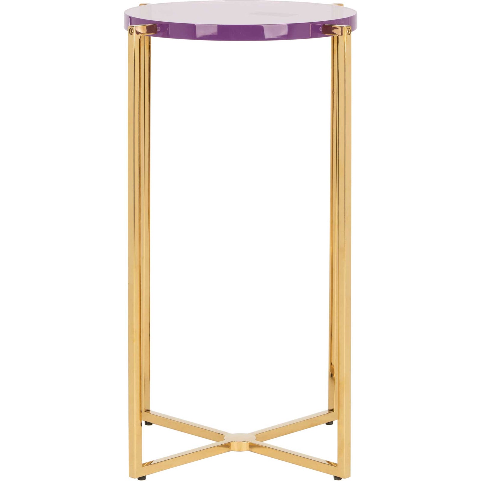 Placido Tall Round Acrylic End Table Amethyst/Gold