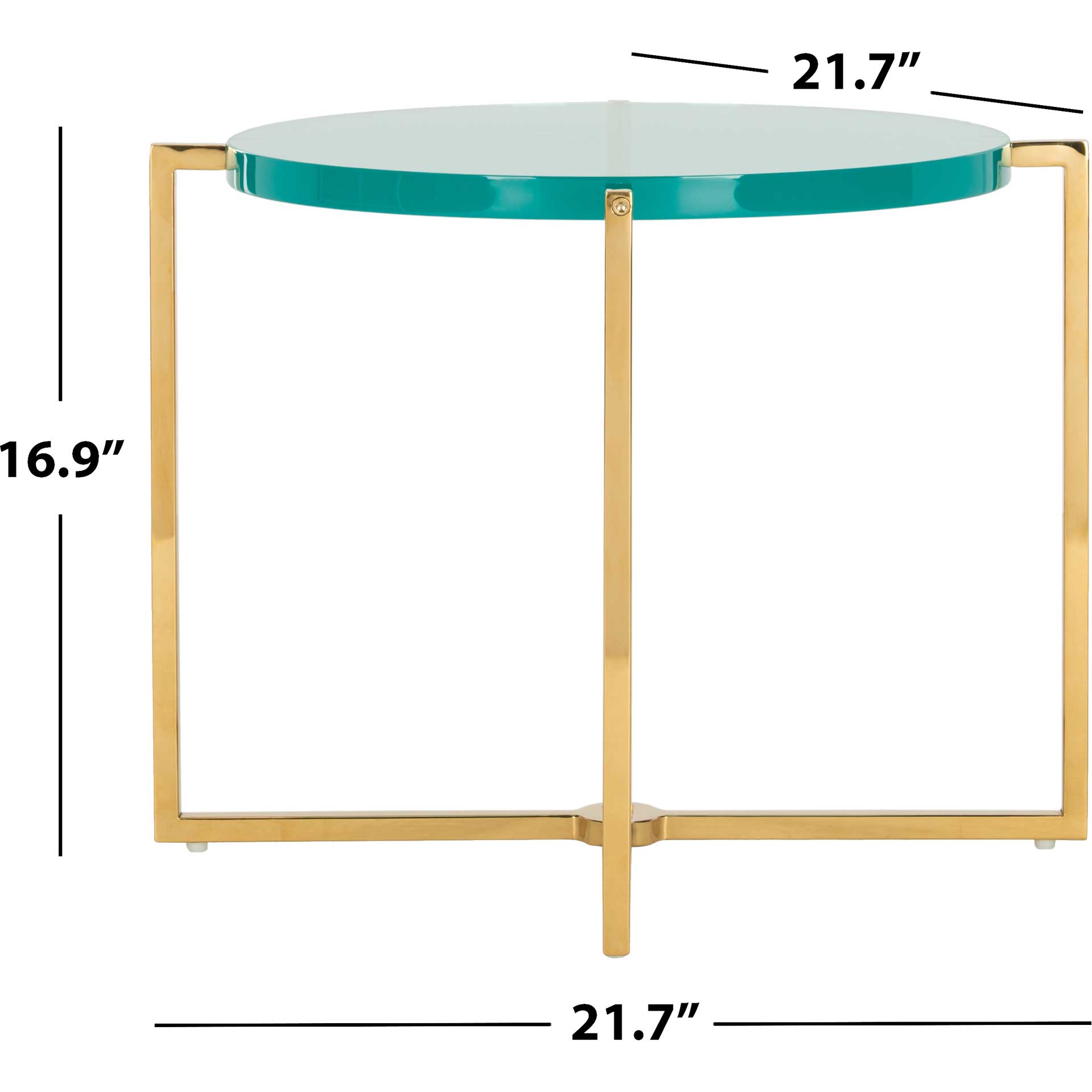 Placido Round Acrylic End Table Sapphire/Gold