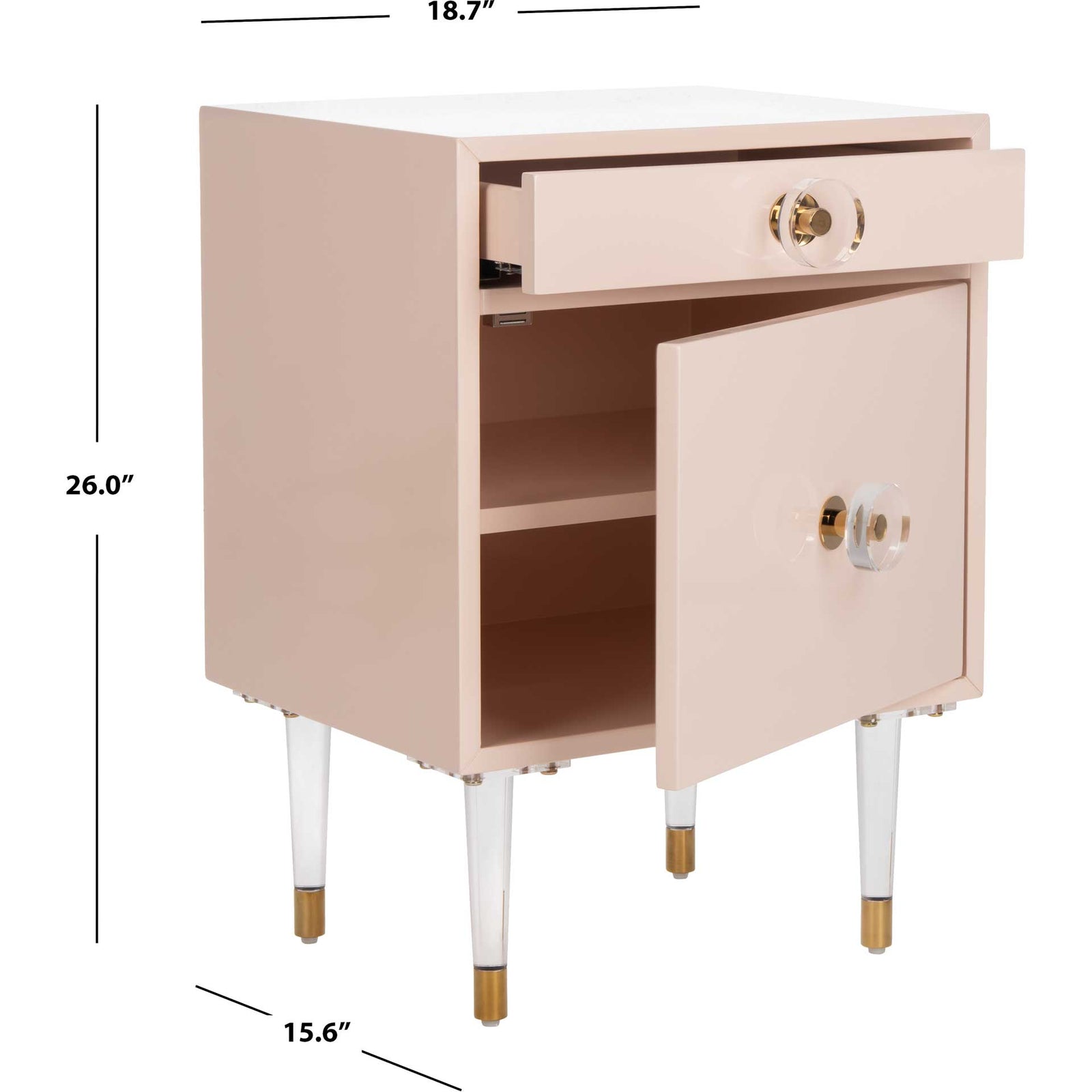 Hannity 2 Drawer Nightstand Light Pink/Gold