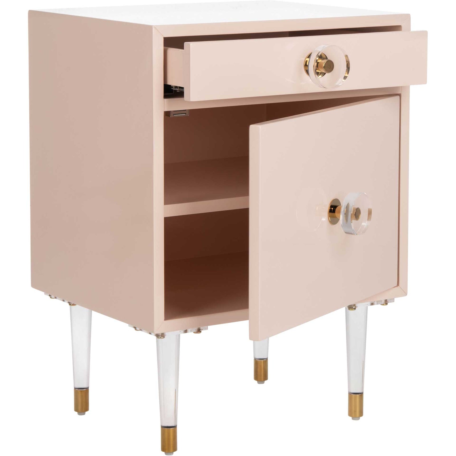 Hannity 2 Drawer Nightstand Light Pink/Gold