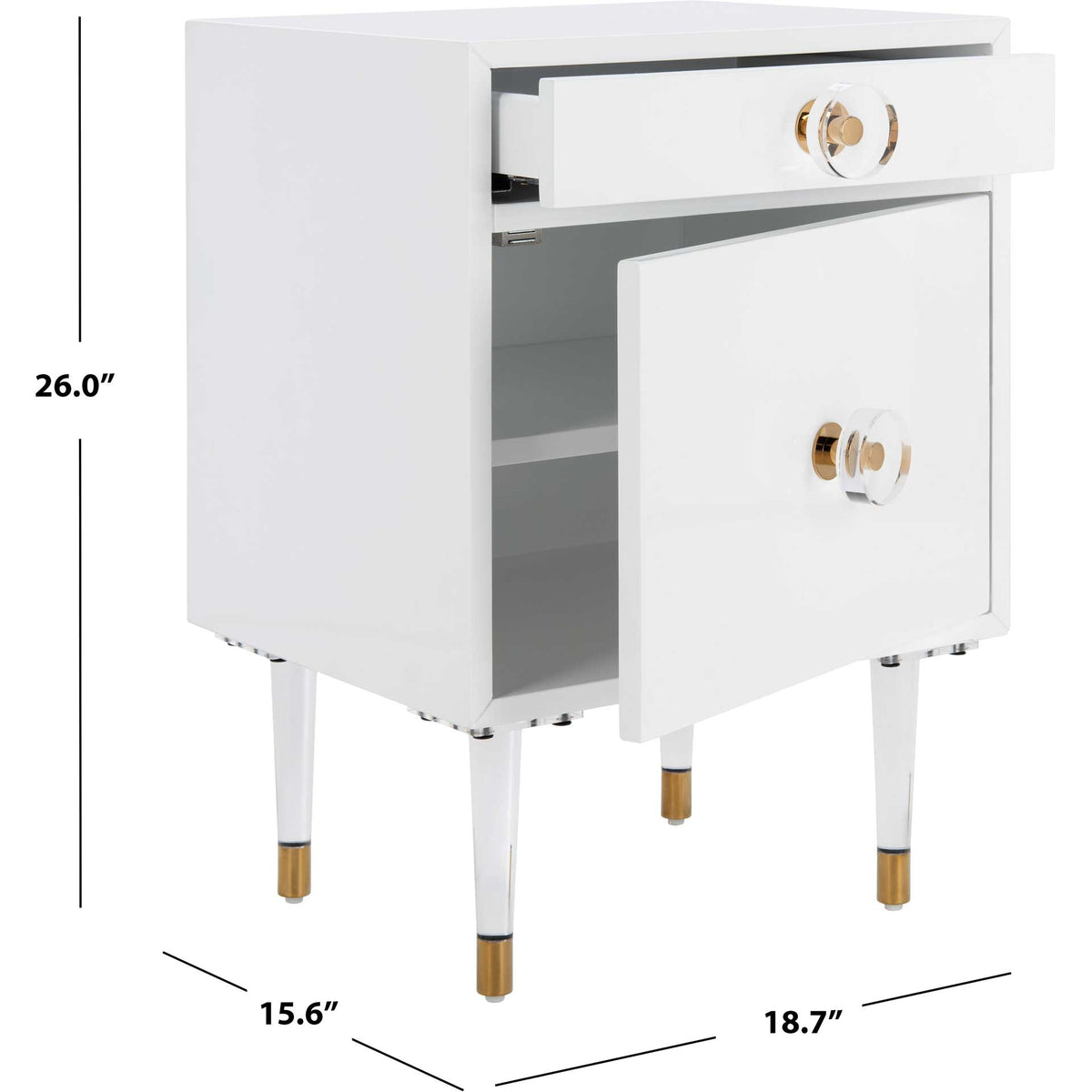 Hannity 2 Drawer Nightstand White/Gold