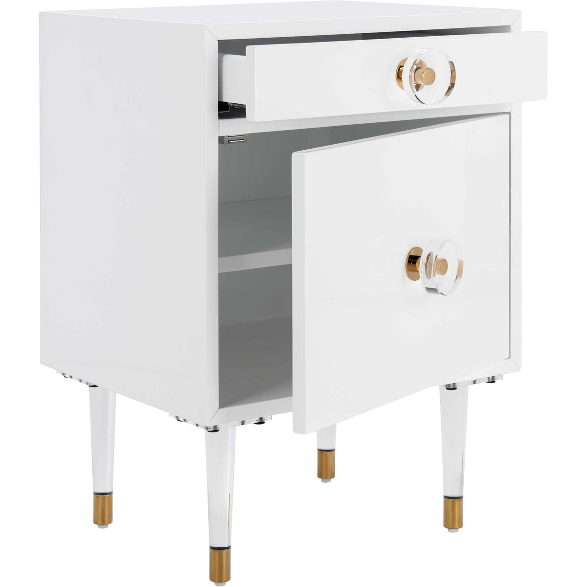 Hannity 2 Drawer Nightstand White/Gold