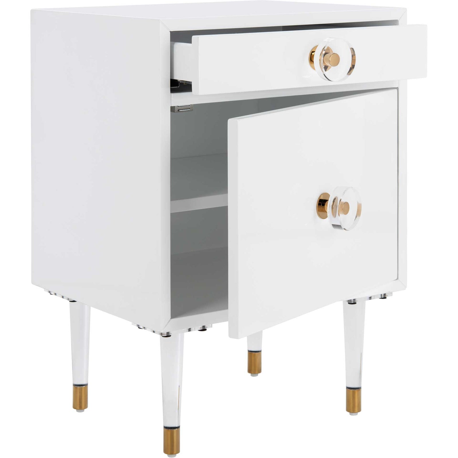 Hannity 2 Drawer Nightstand White/Gold