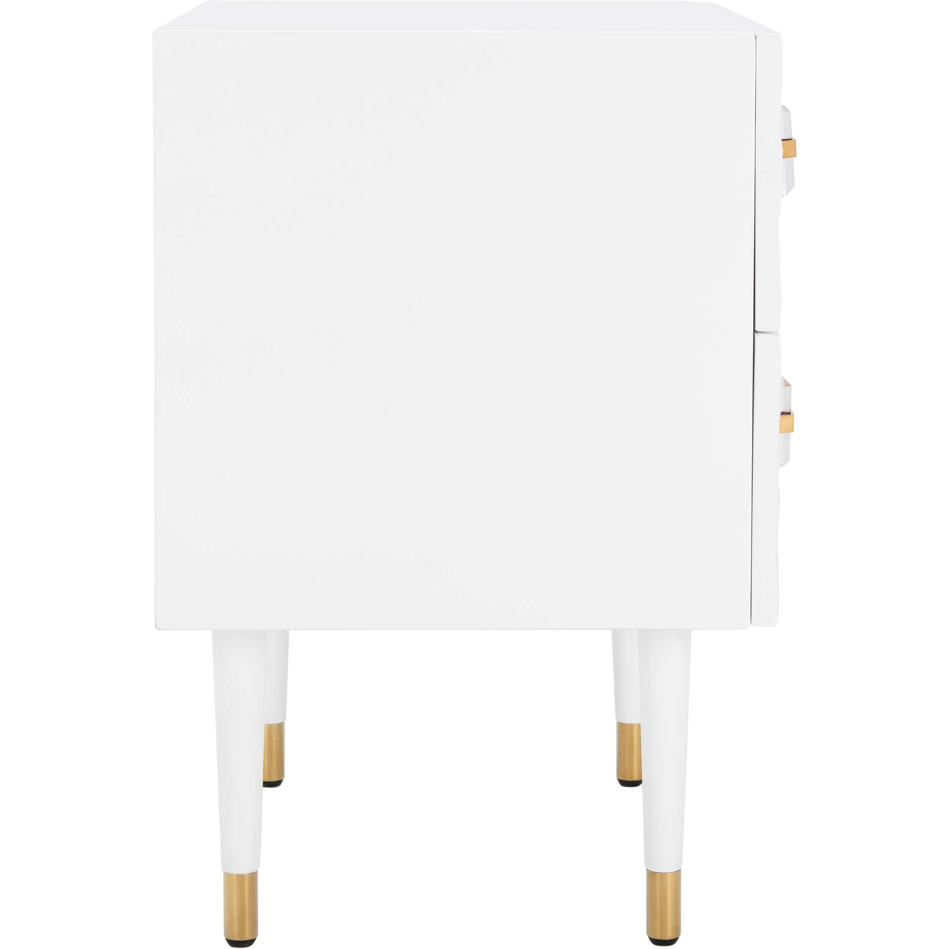 Nevaeh 2 Drawer Side Table White/Gold