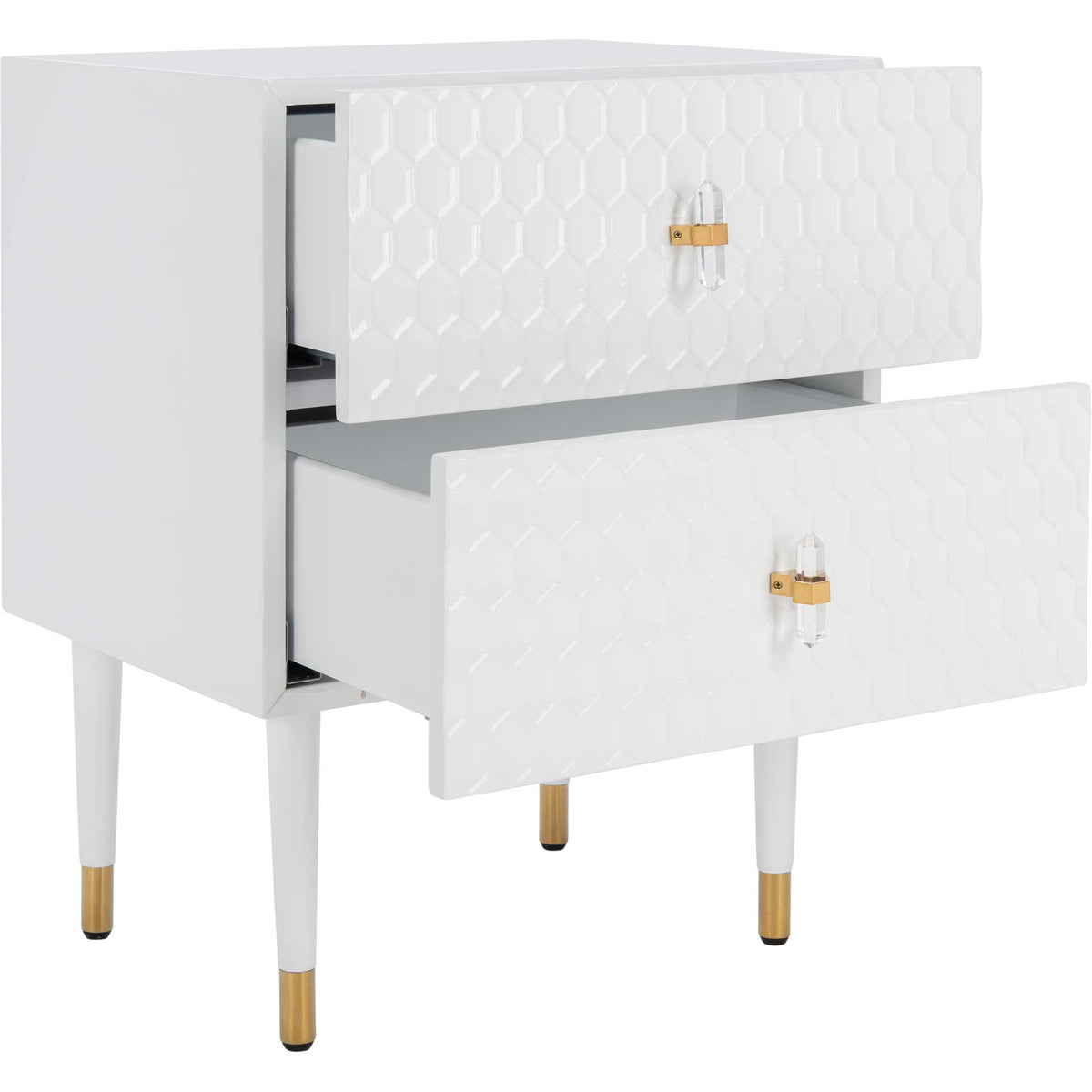 Nevaeh 2 Drawer Side Table White/Gold