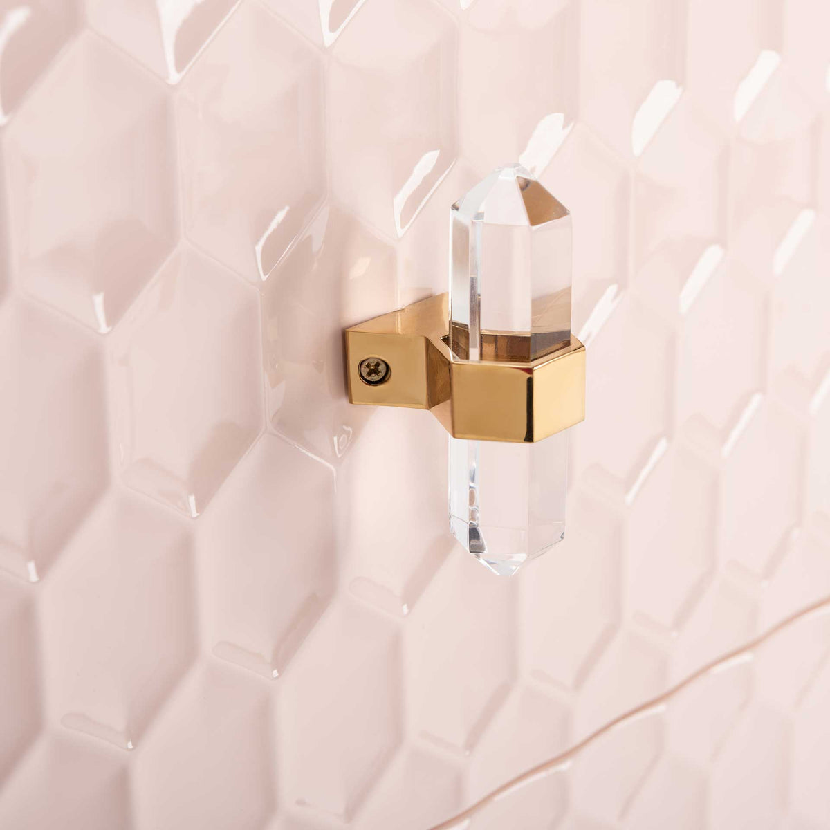 Nevaeh 2 Drawer Side Table Light Pink/Gold