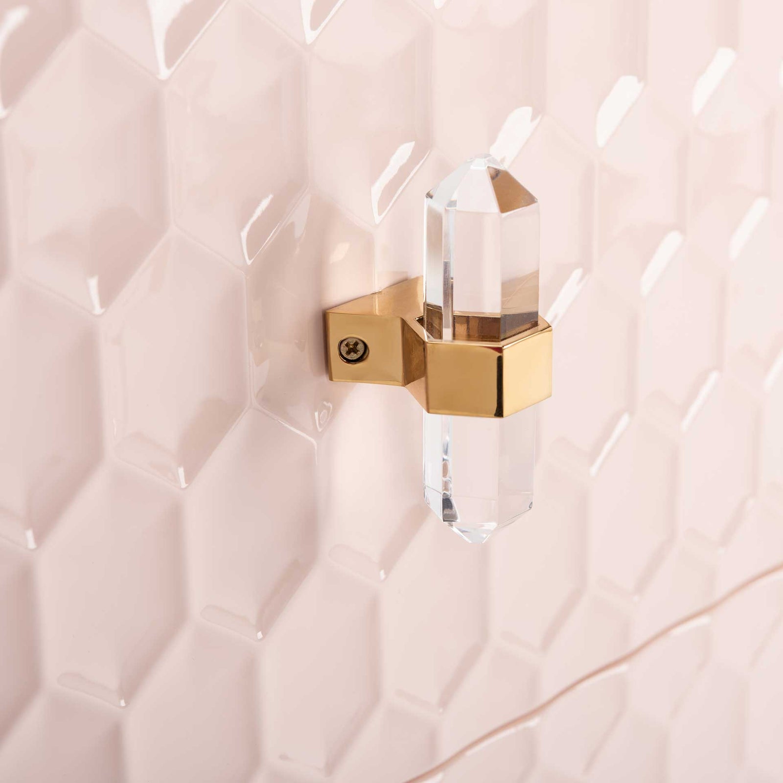 Nevaeh 2 Drawer Side Table Light Pink/Gold