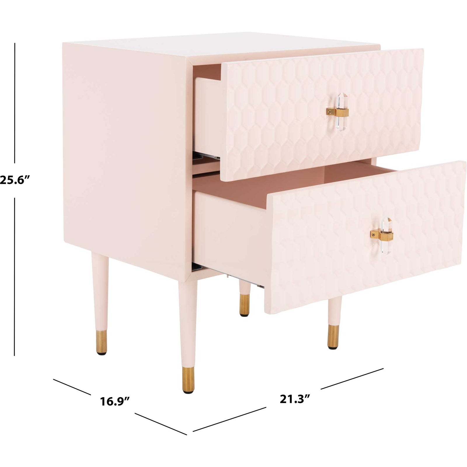 Nevaeh 2 Drawer Side Table Light Pink/Gold