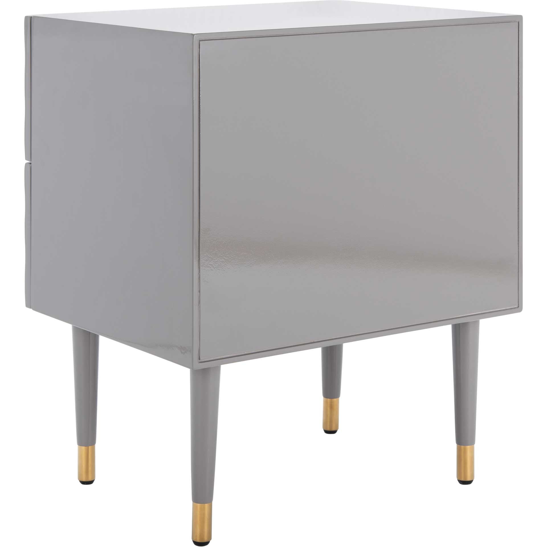 Nevaeh 2 Drawer Side Table Gray/Gold