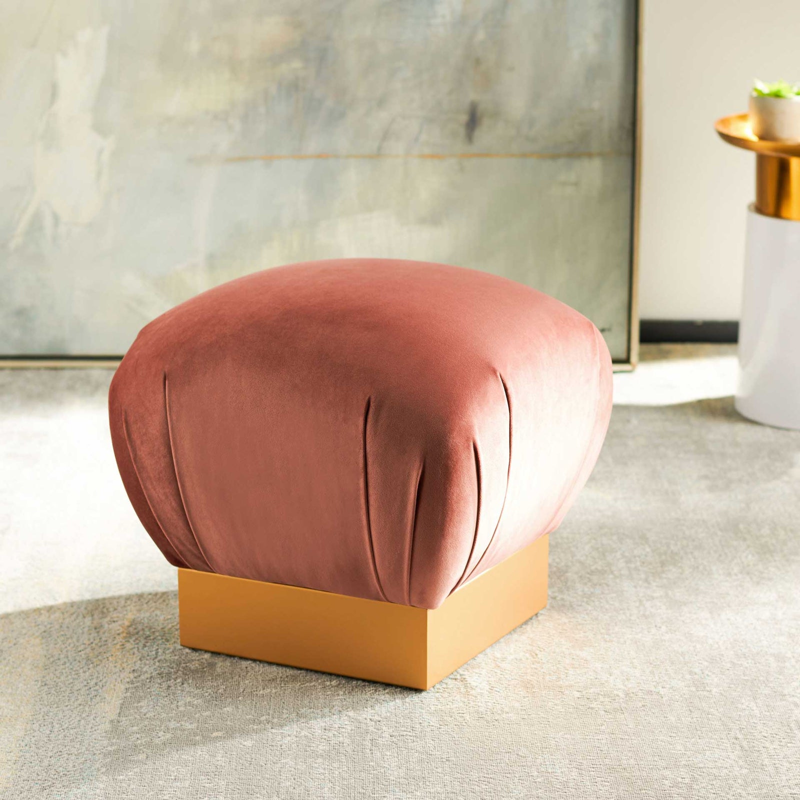 Opal Tulip Ottoman Dusty Rose/Gold