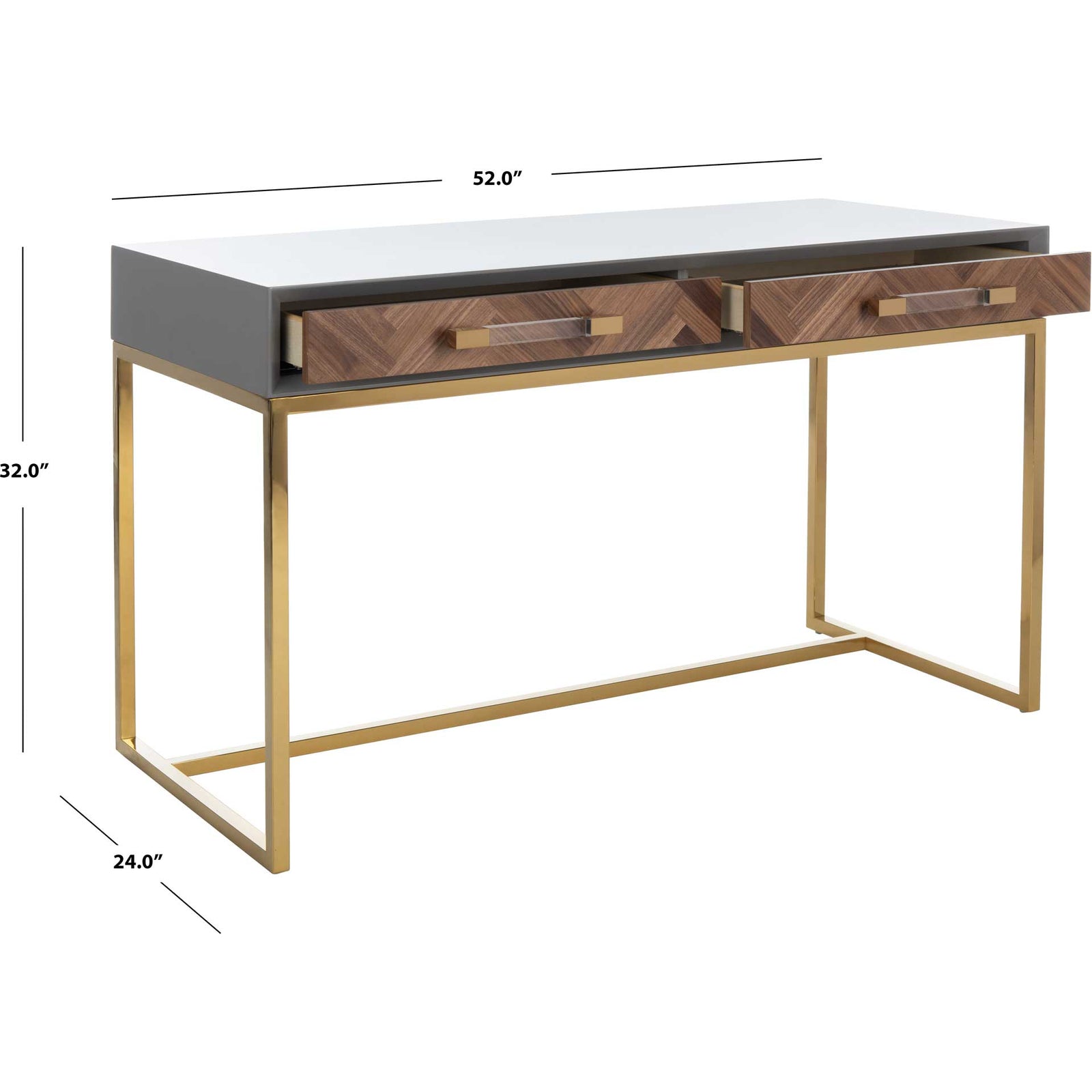 Makayla Modern Desk Gray/Gold