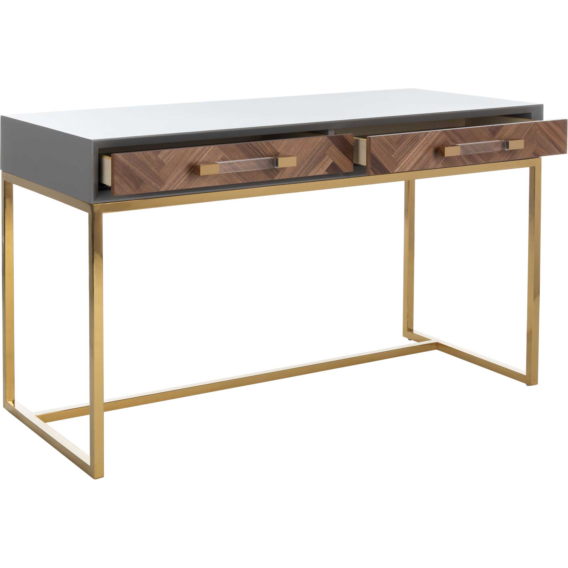 Makayla Modern Desk Gray/Gold