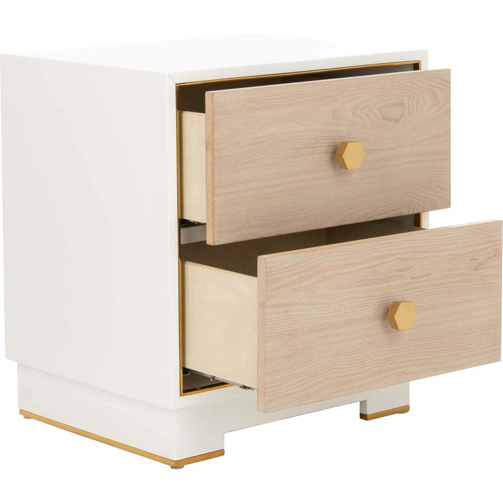 Kobe 2 Drawer Nightstand White/Gold