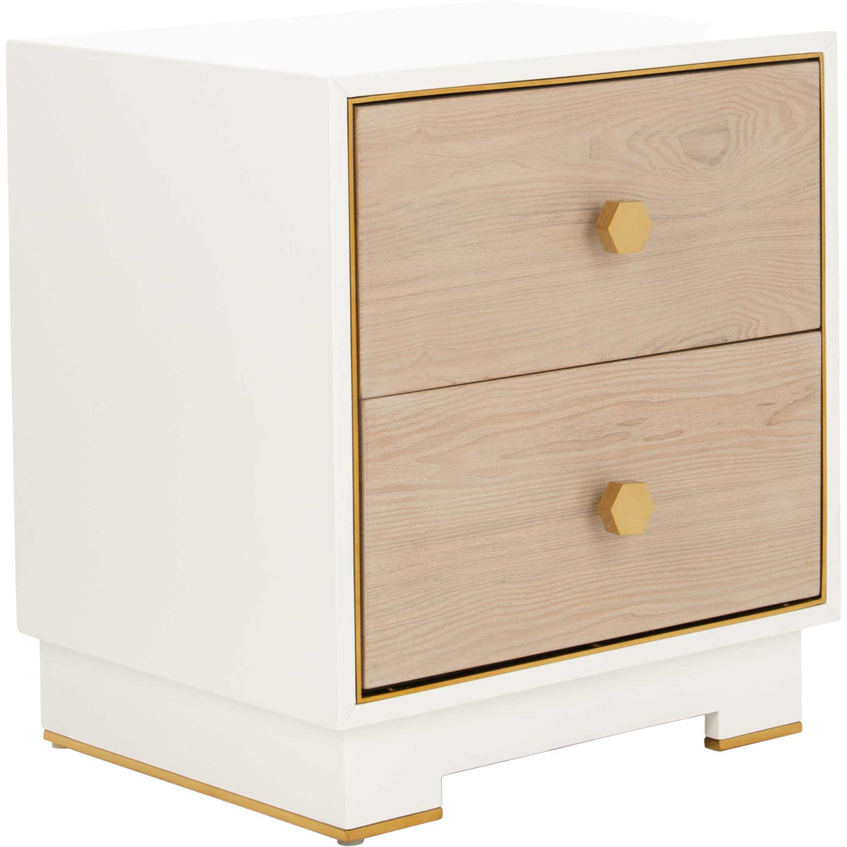 Kobe 2 Drawer Nightstand White/Gold
