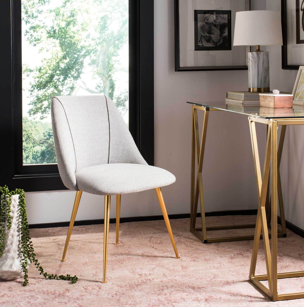 Forrest Side Chair Light Gray/Gold