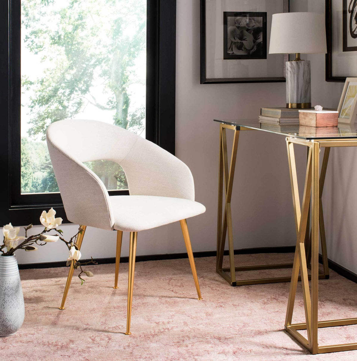 Lockwood Arm Chair Creme/Gold
