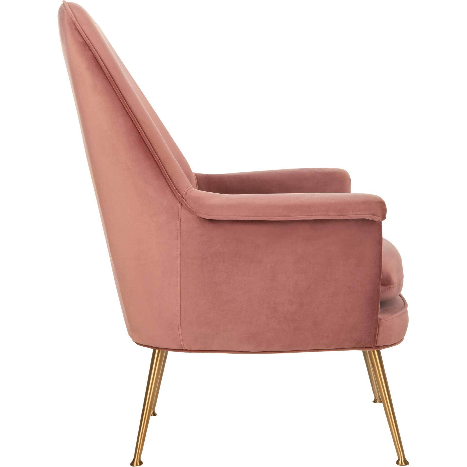 Aidan Velvet Arm Chair Dusty Rose/Gold