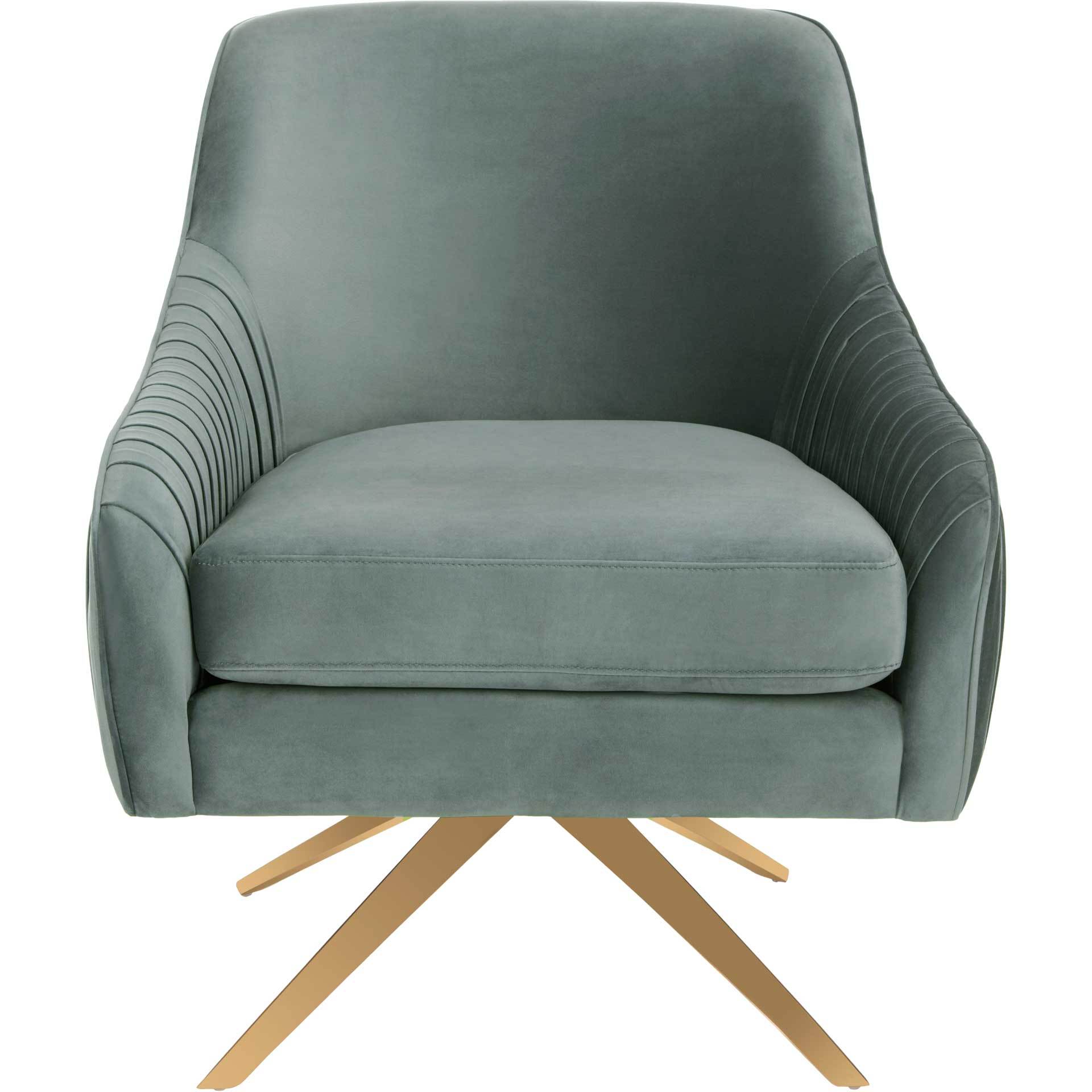 Titus Pleated Arm Chair Seafoam/Gold
