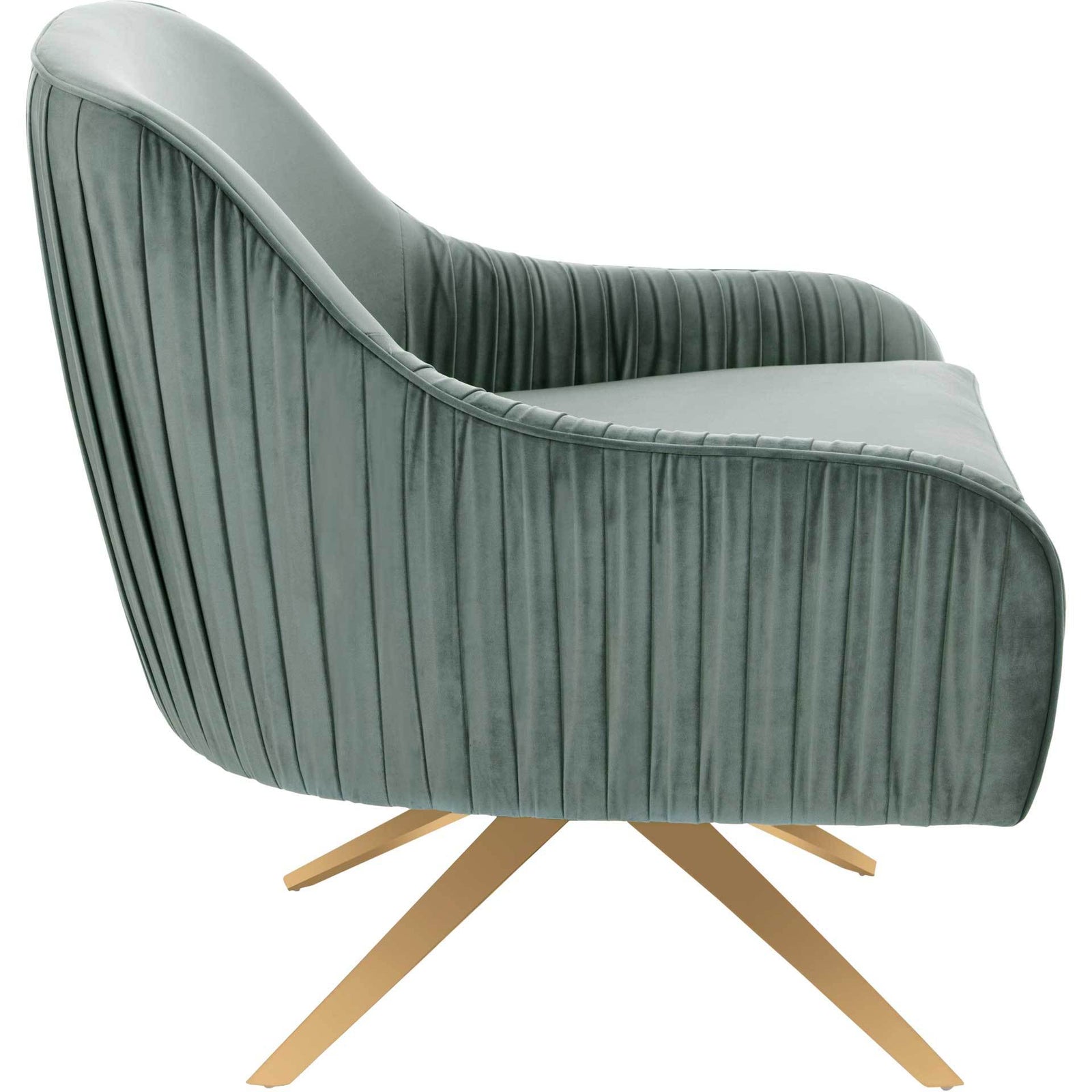 Titus Pleated Arm Chair Seafoam/Gold