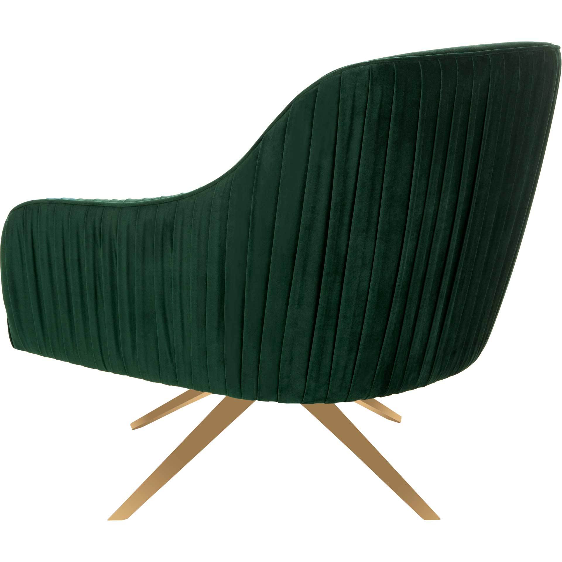 Titus Pleated Arm Chair Emerald/Gold