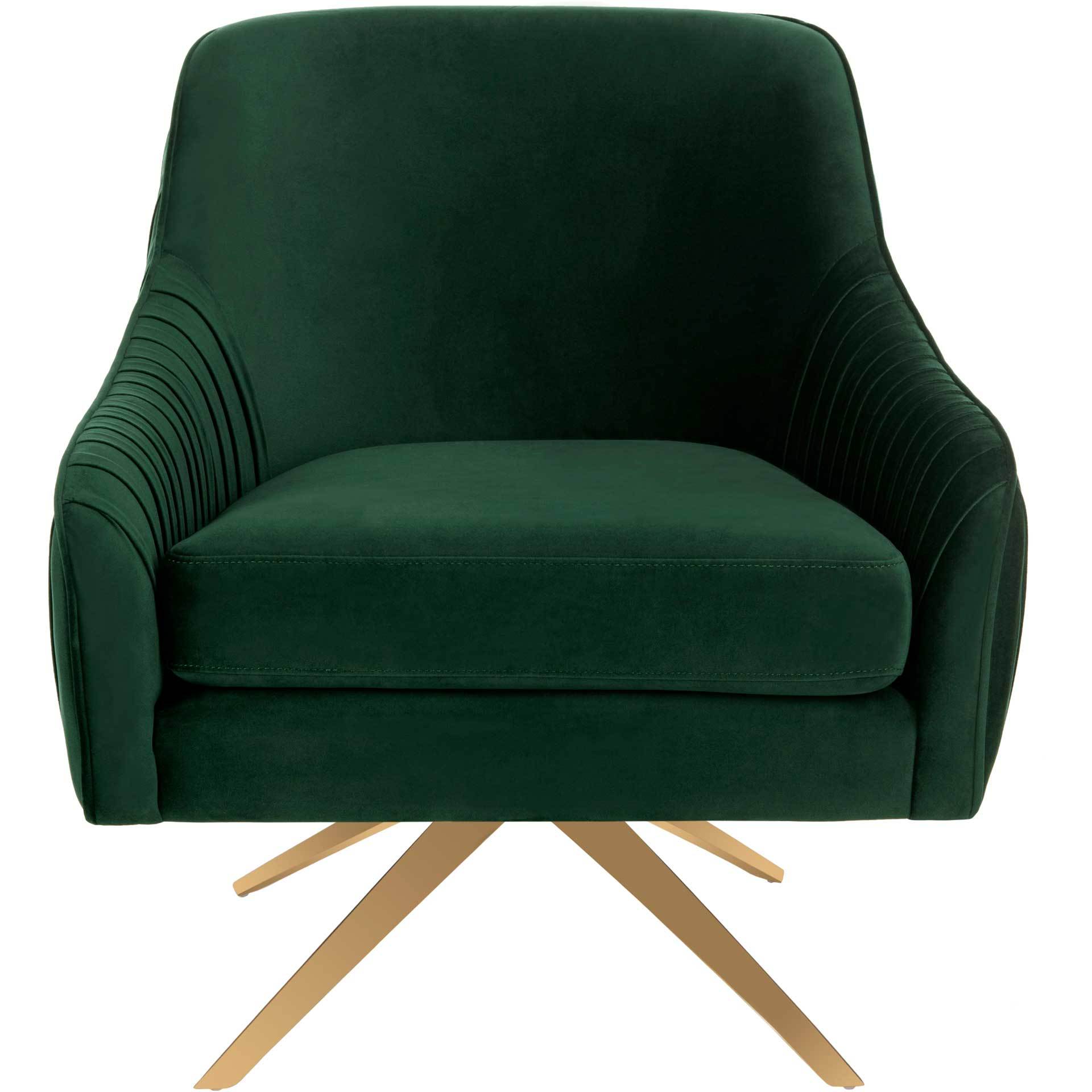 Titus Pleated Arm Chair Emerald/Gold