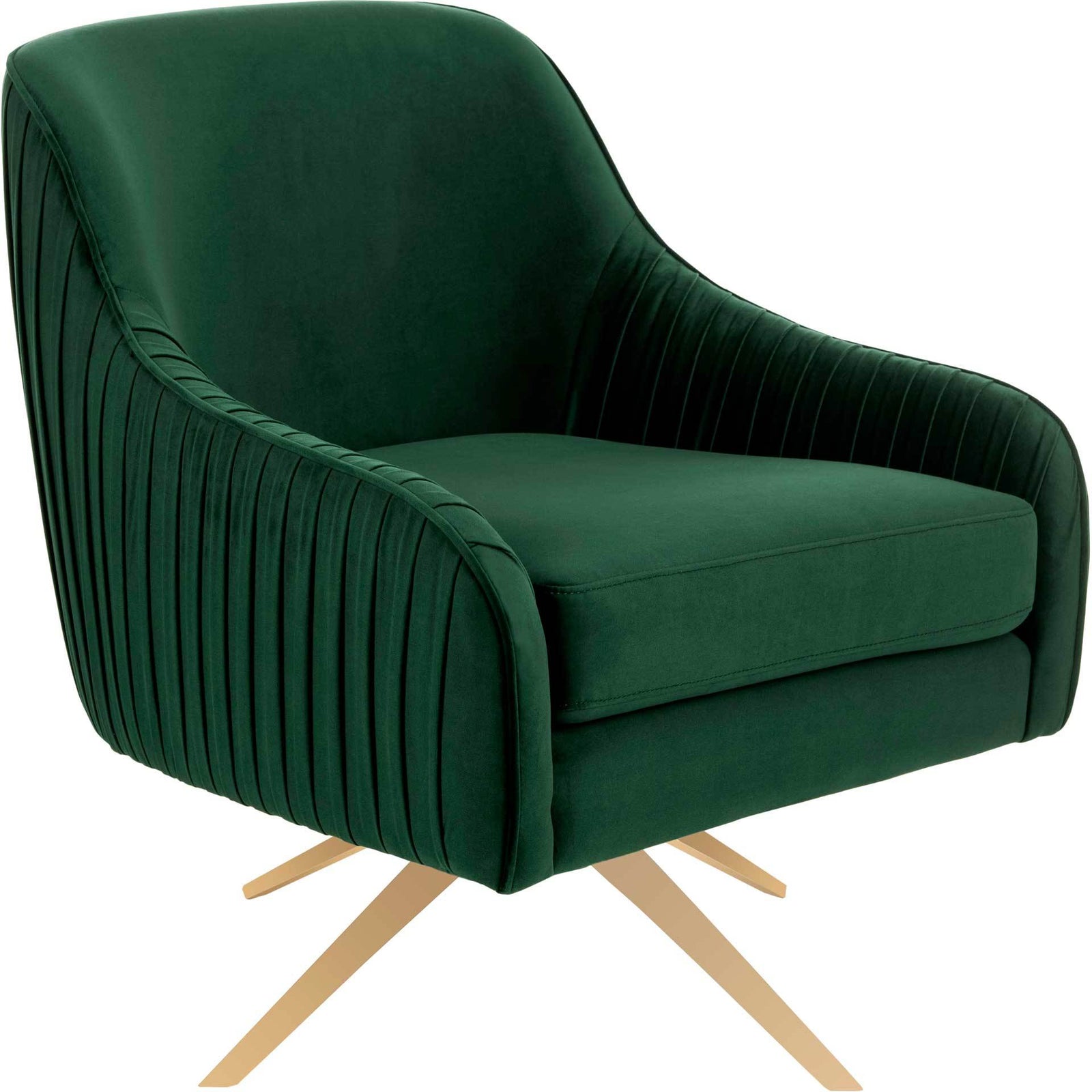Titus Pleated Arm Chair Emerald/Gold