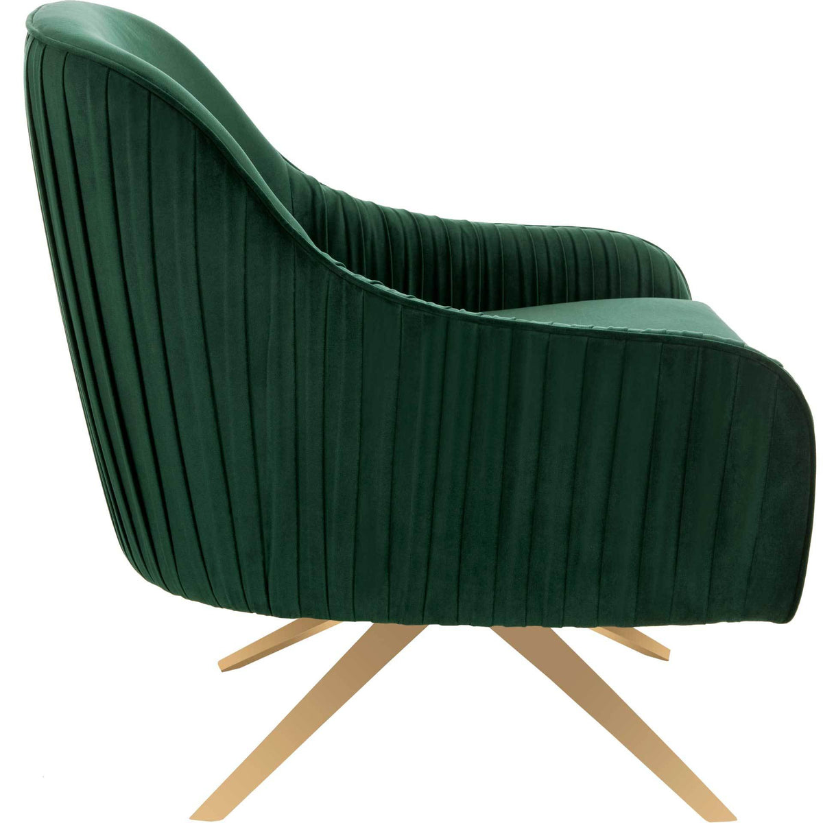 Titus Pleated Arm Chair Emerald/Gold