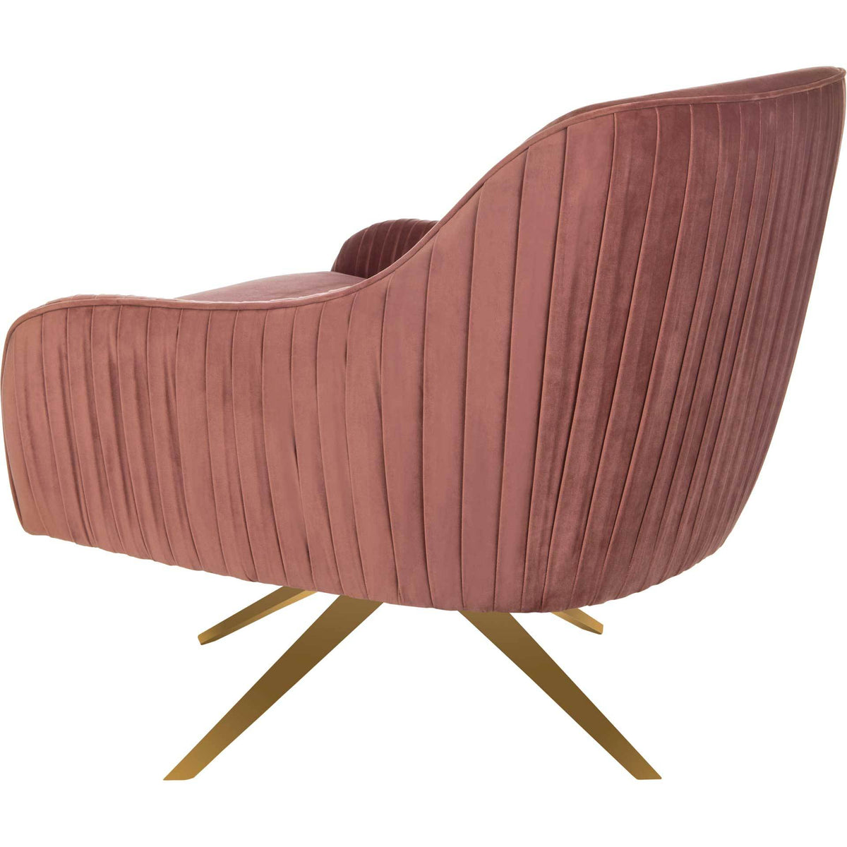 Titus Pleated Arm Chair Dusty Rose/Gold