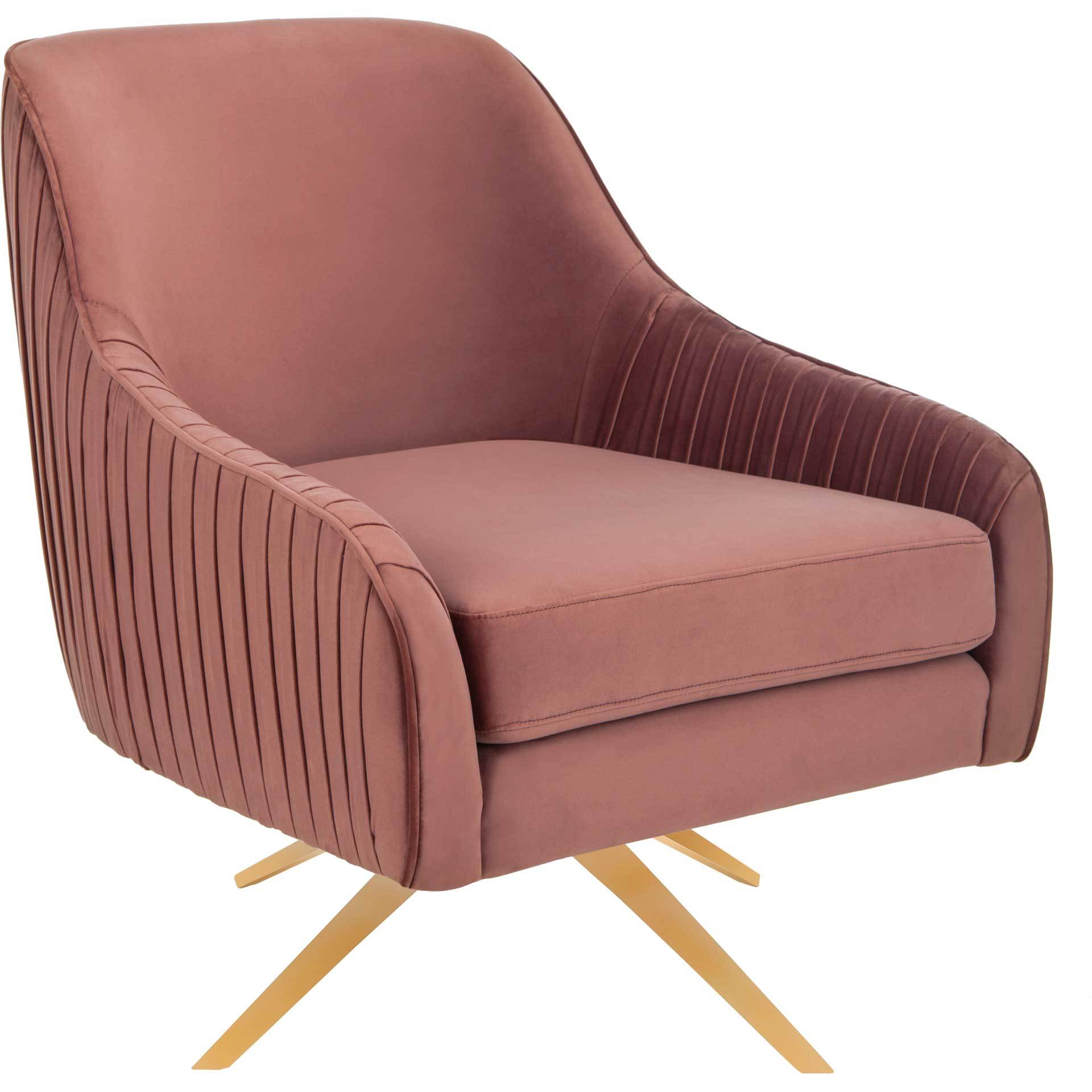 Titus Pleated Arm Chair Dusty Rose/Gold