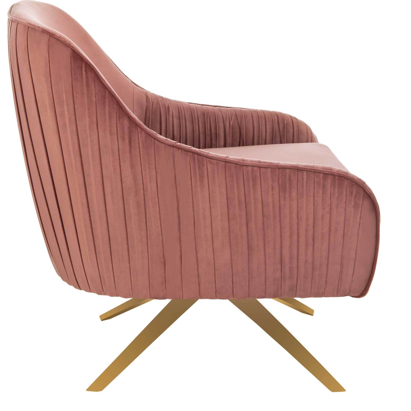 Titus Pleated Arm Chair Dusty Rose/Gold