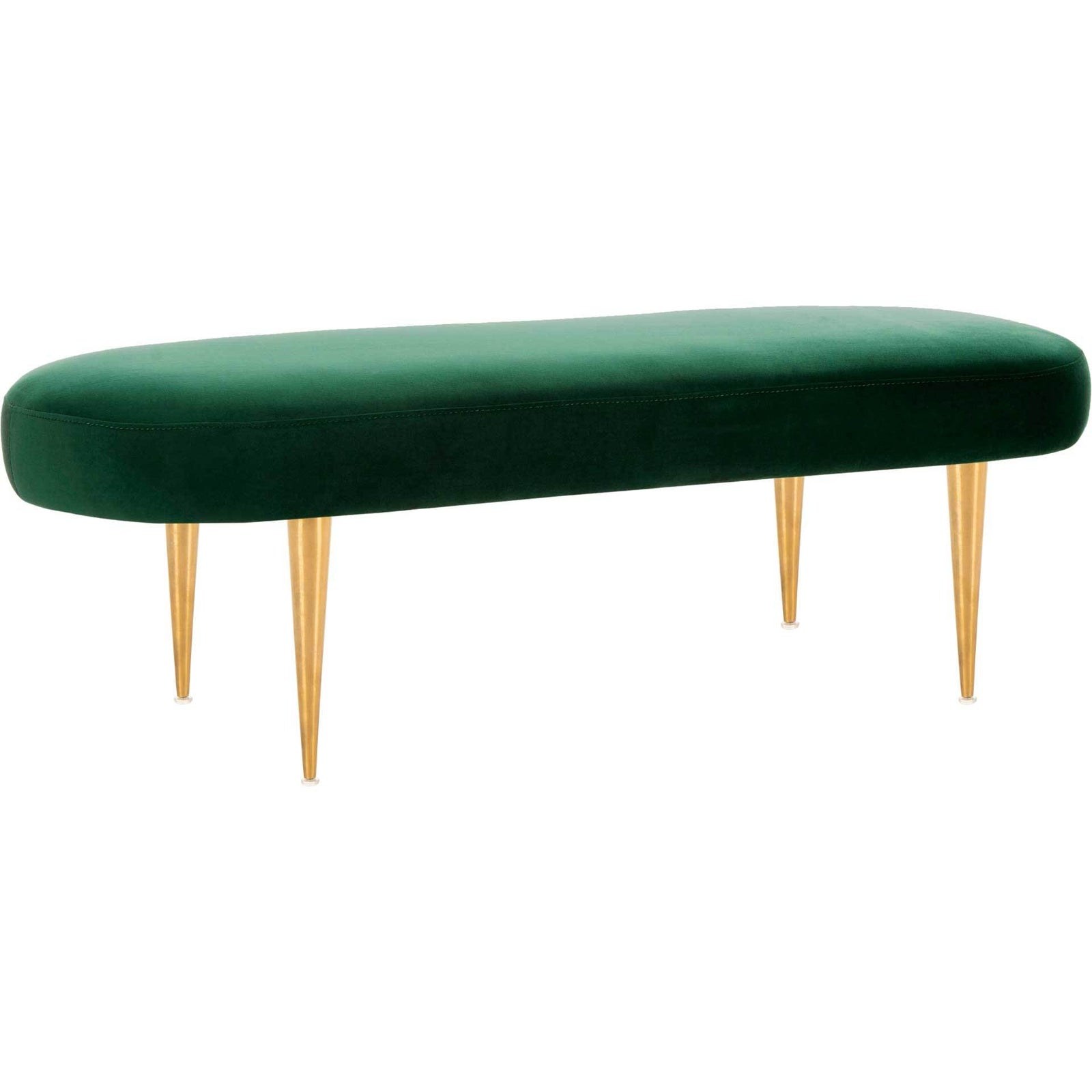 Colette Velvet Oval Bench Emerald/Gold