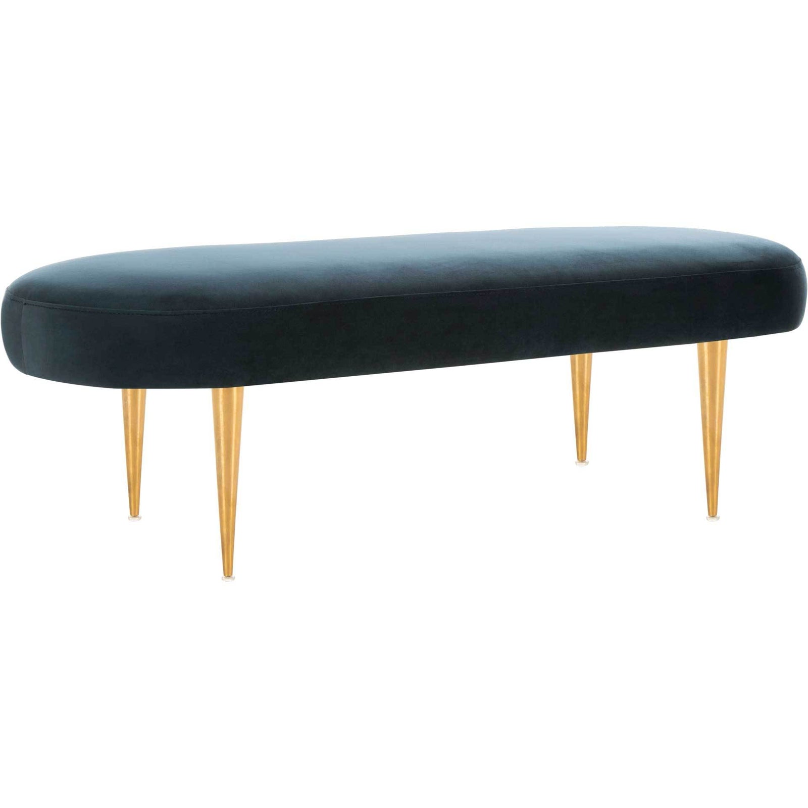 Colette Velvet Oval Bench Navy/Gold