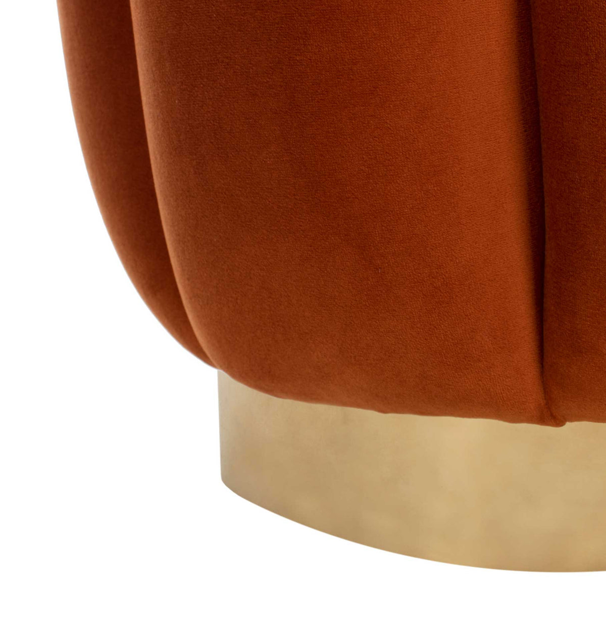 A gold-finished metal base brings a warm glow beneath plush sienna velvet.
