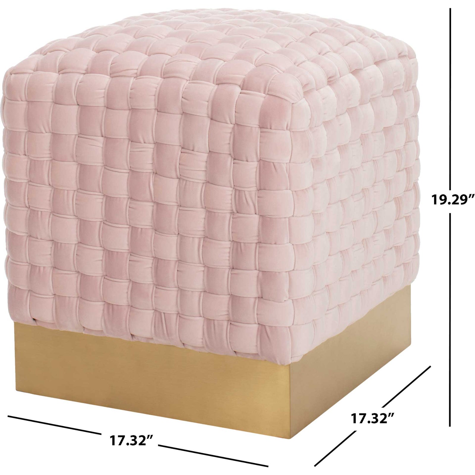 Ramona Woven Velvet Ottoman Pink