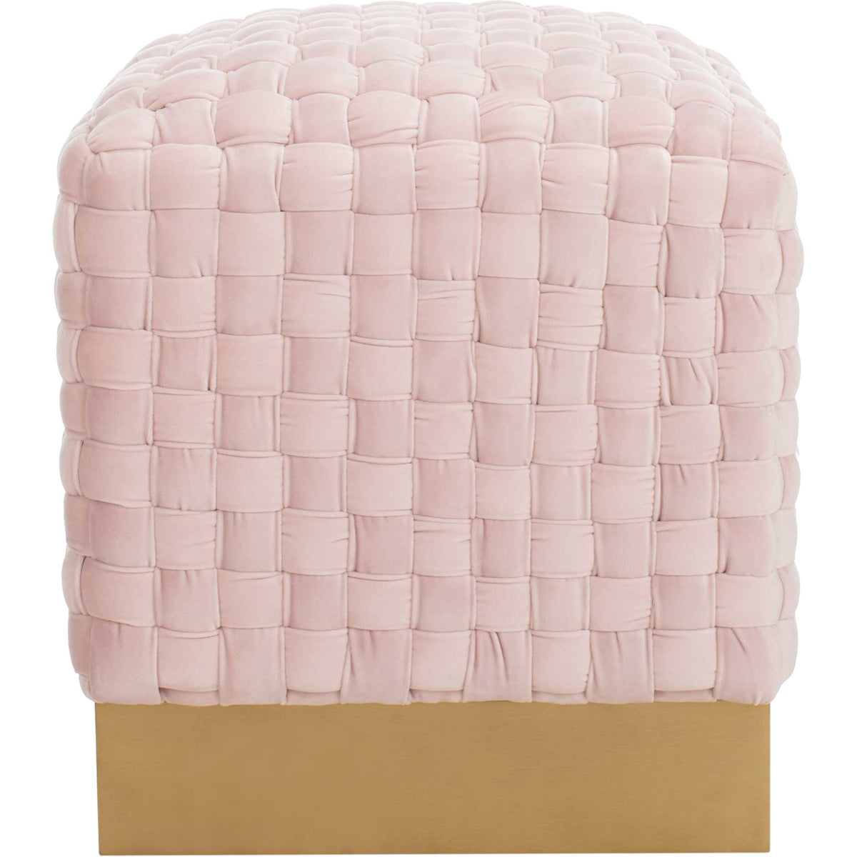 Ramona Woven Velvet Ottoman Pink