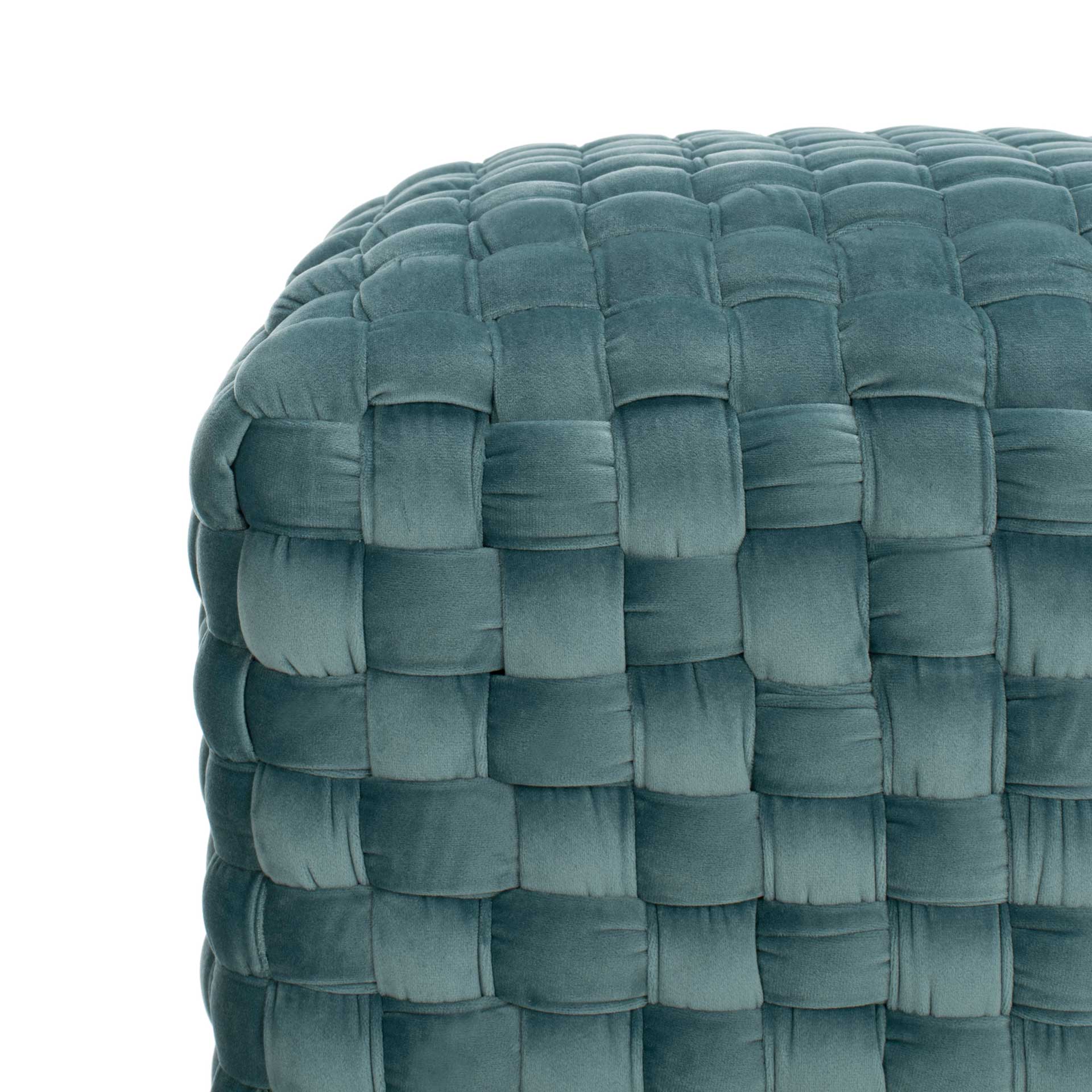 Ramona Woven Velvet Ottoman Seafoam