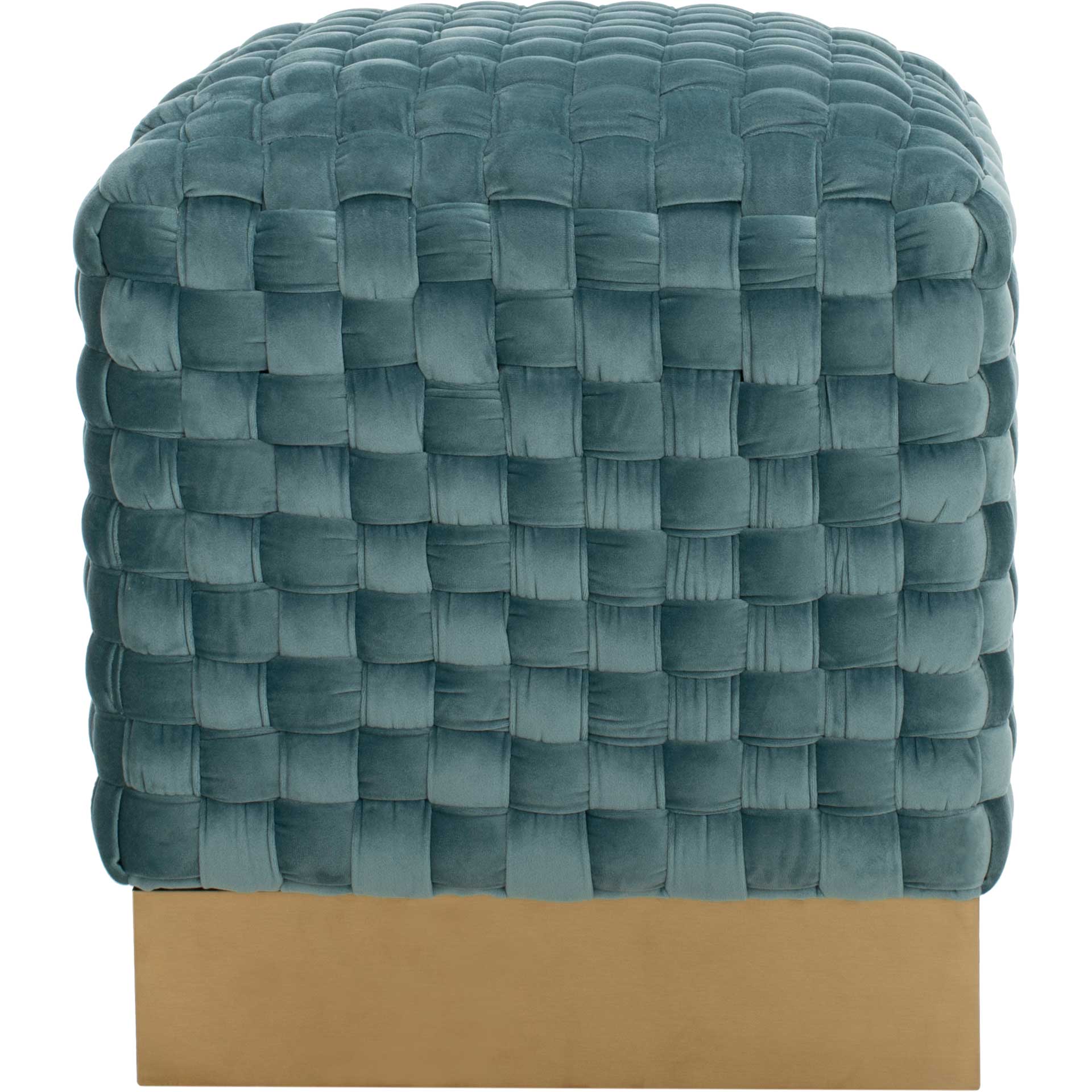 Ramona Woven Velvet Ottoman Seafoam