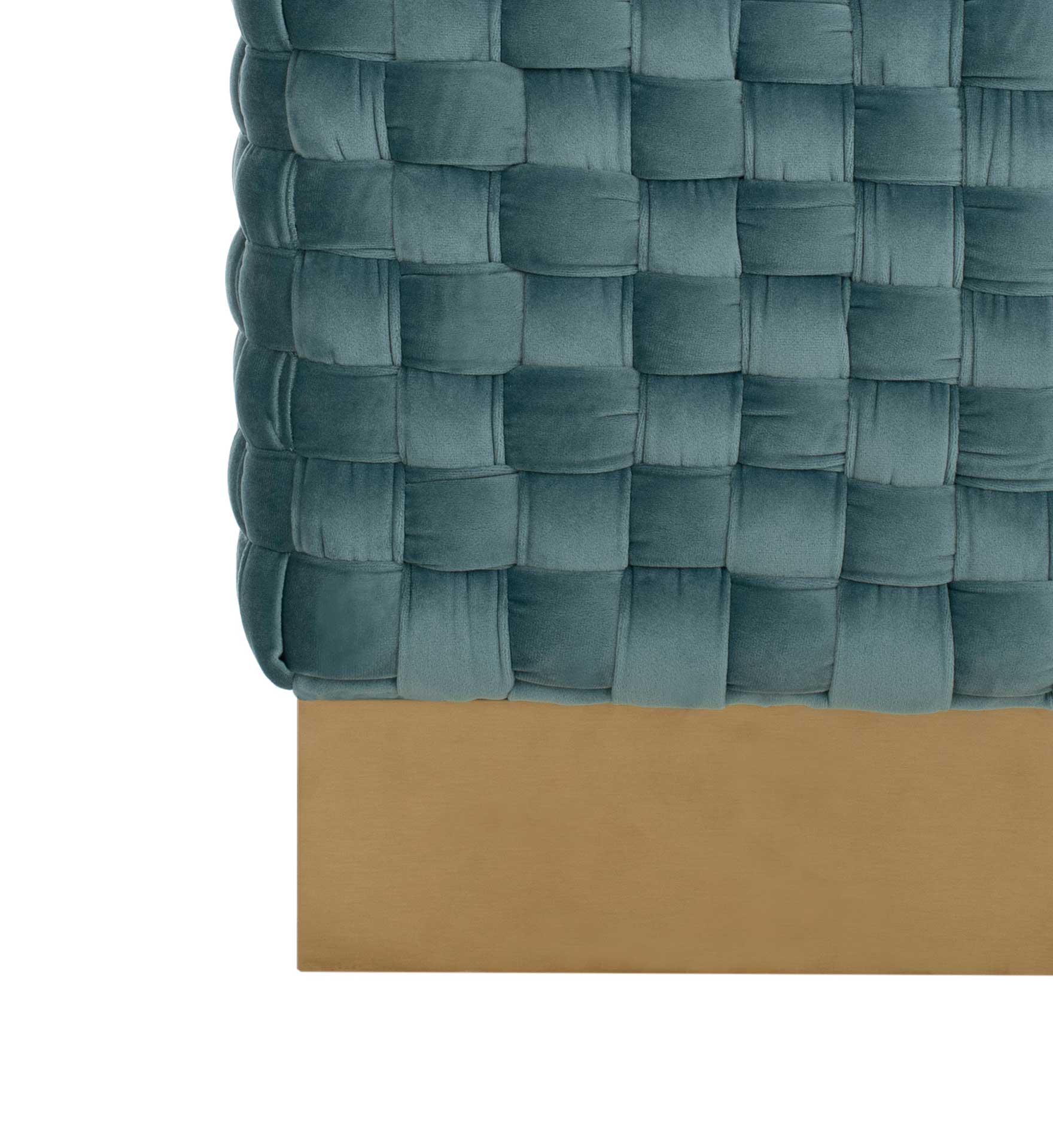 Ramona Woven Velvet Ottoman Seafoam