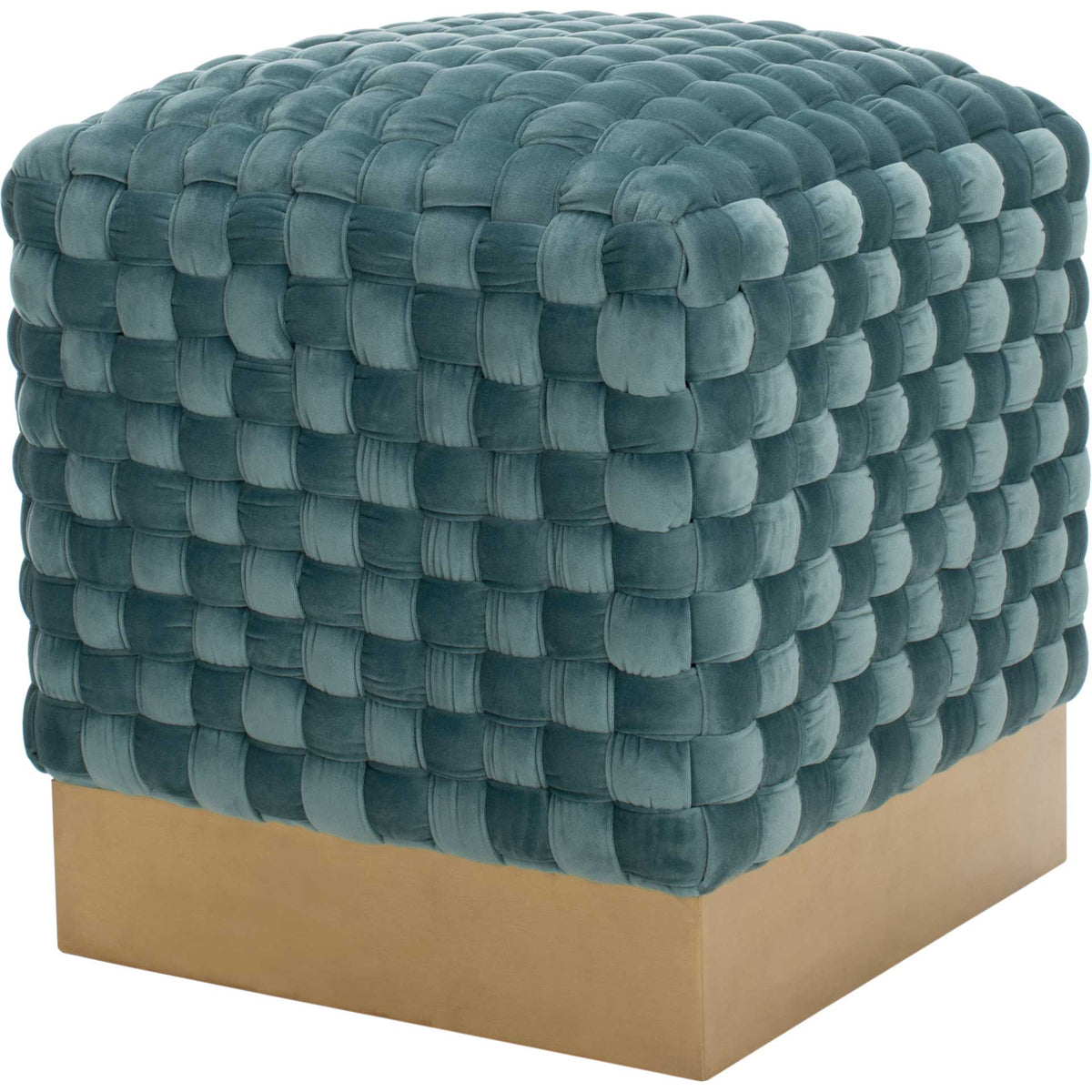 Ramona Woven Velvet Ottoman Seafoam