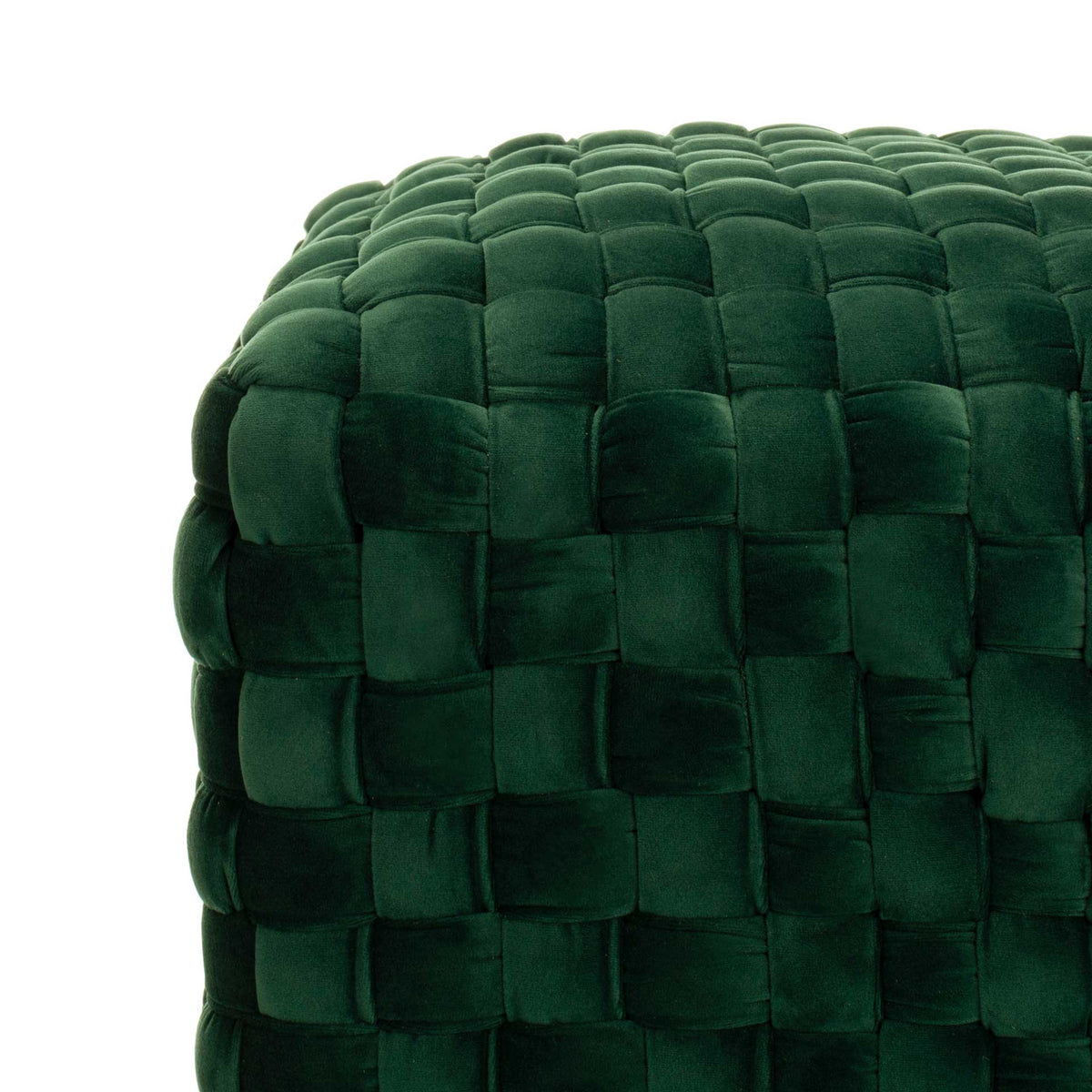 Ramona Woven Velvet Ottoman Emerald