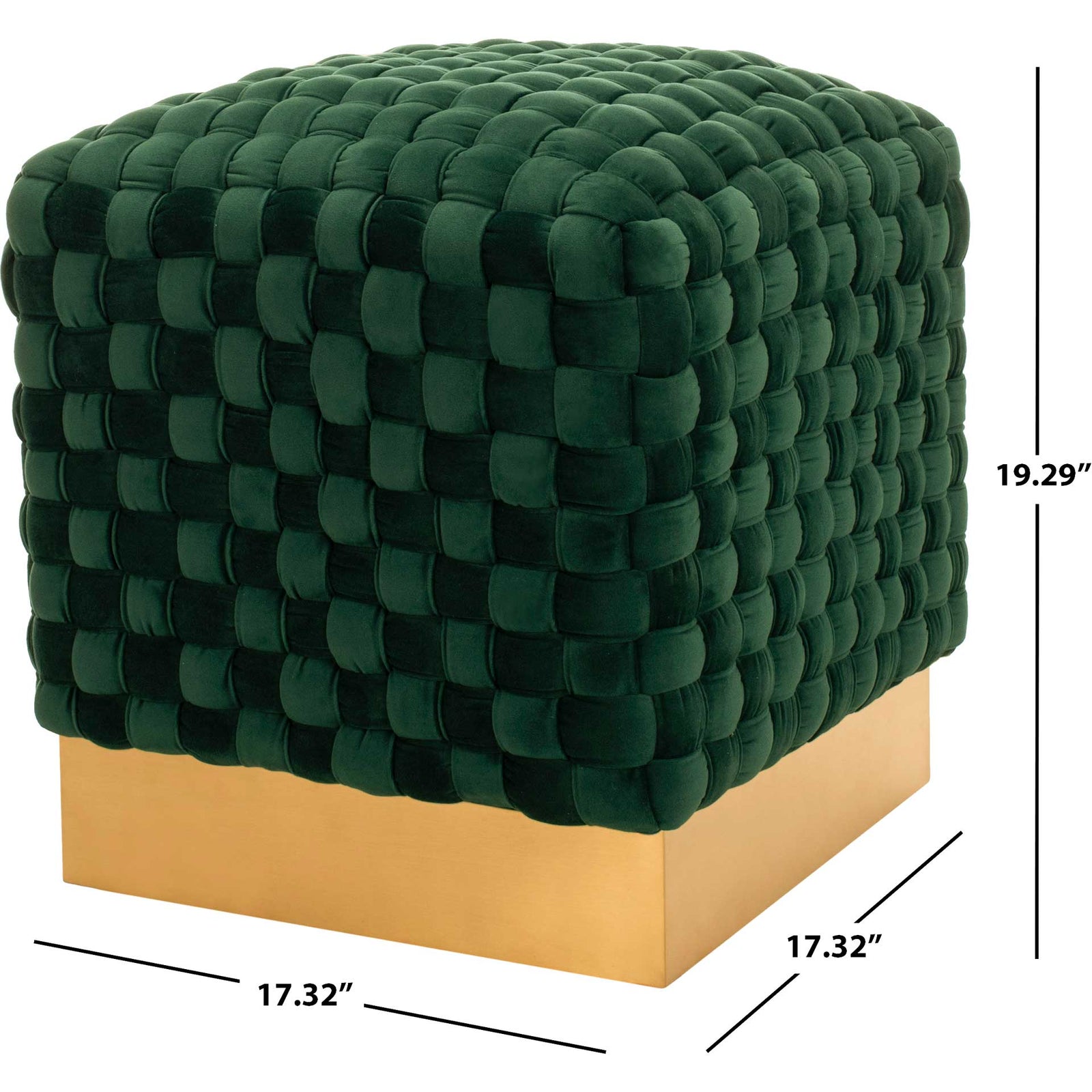 Ramona Woven Velvet Ottoman Emerald