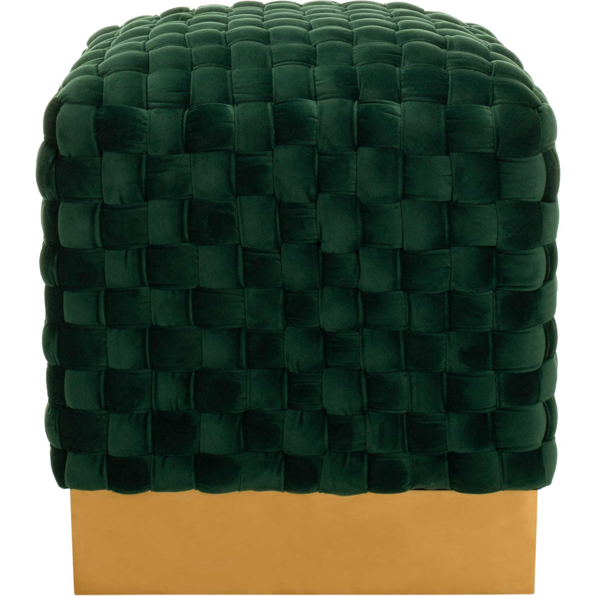 Ramona Woven Velvet Ottoman Emerald