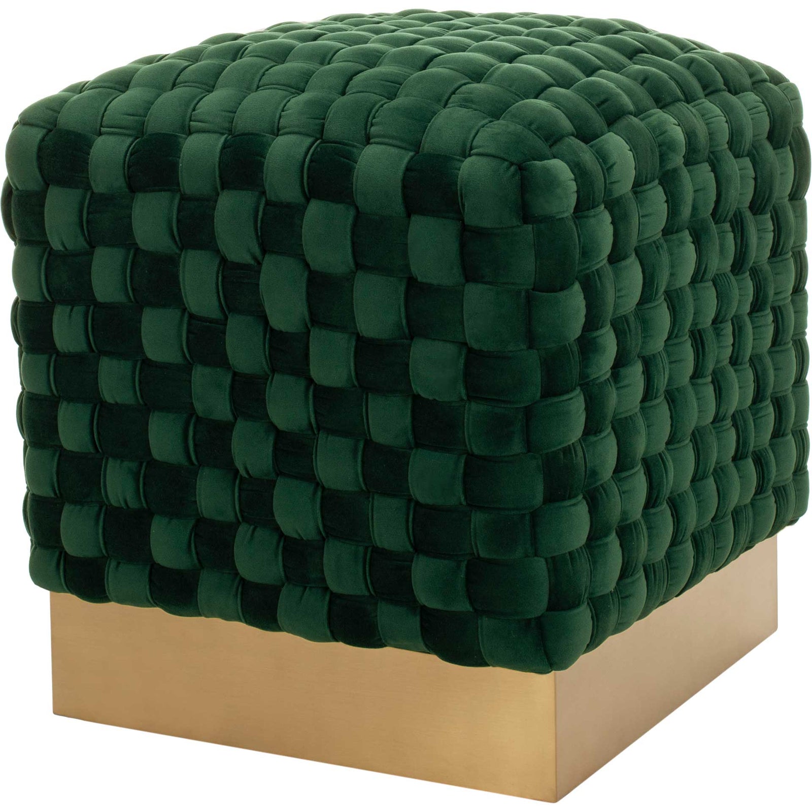 Ramona Woven Velvet Ottoman Emerald