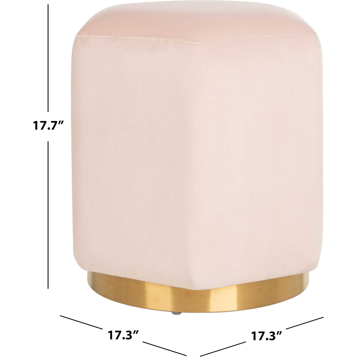 Pedro Hexagon Velvet Ottoman Light Pink