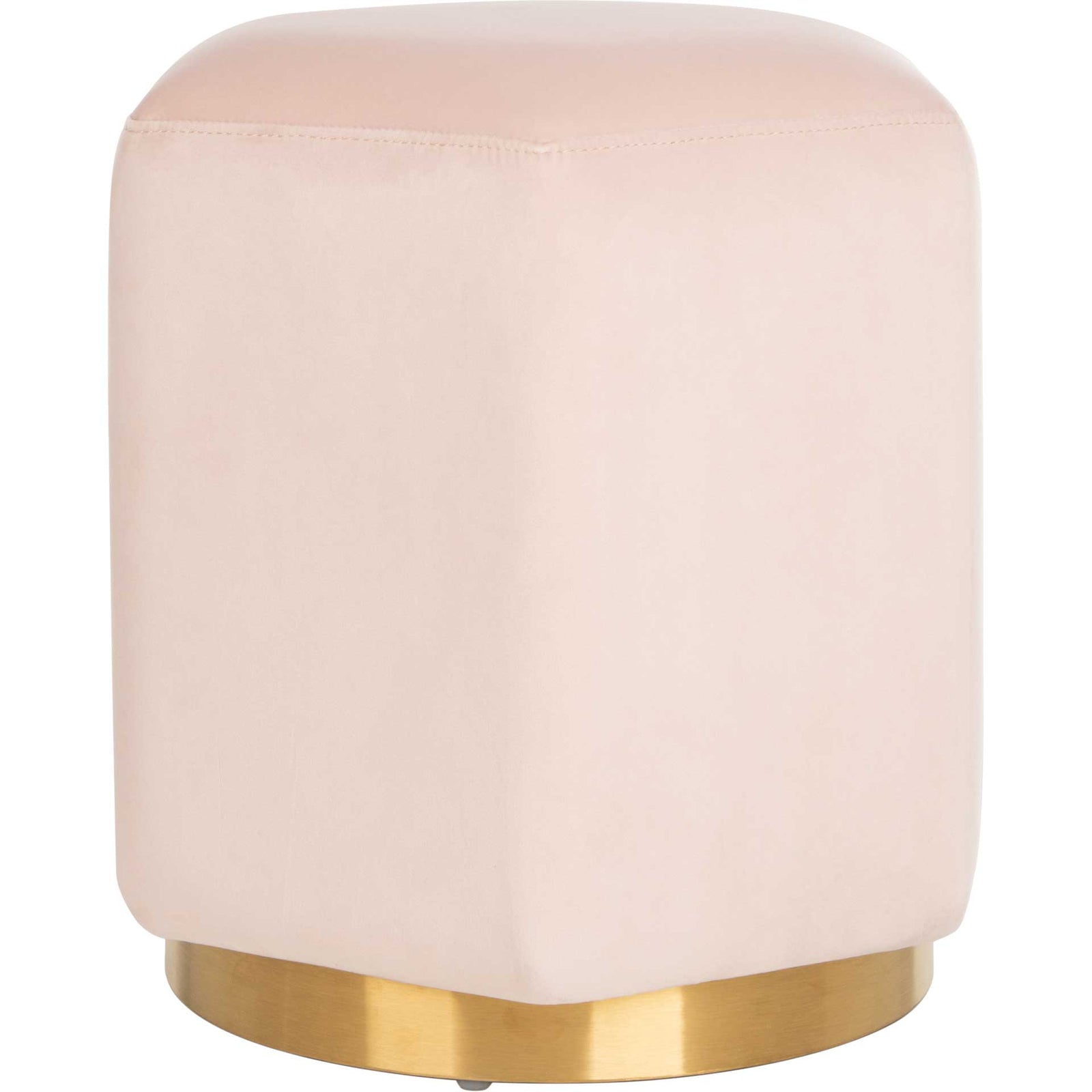 Pedro Hexagon Velvet Ottoman Light Pink