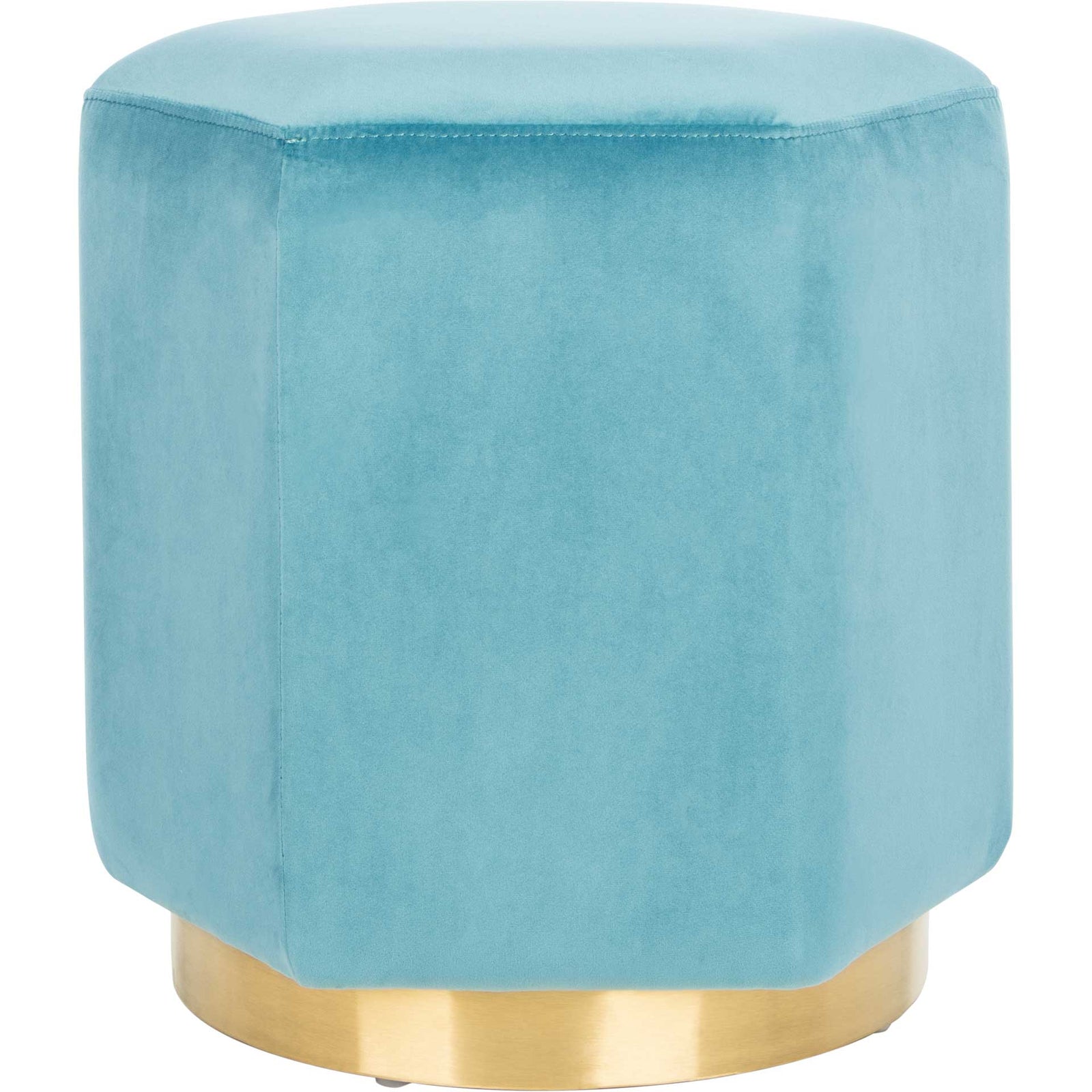 Pedro Hexagon Velvet Ottoman Seafoam