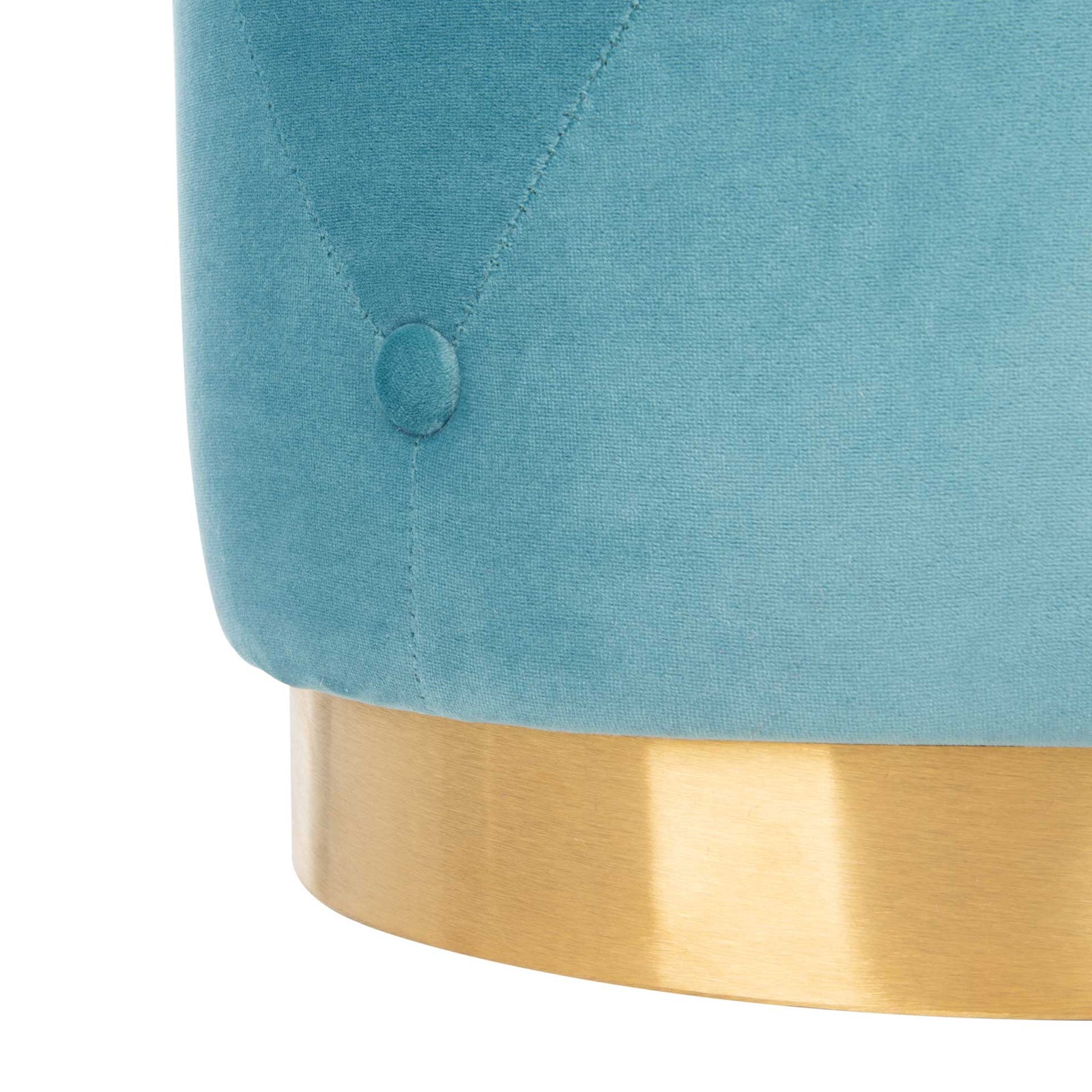 Carine Round Tufted Ottoman Seafoam