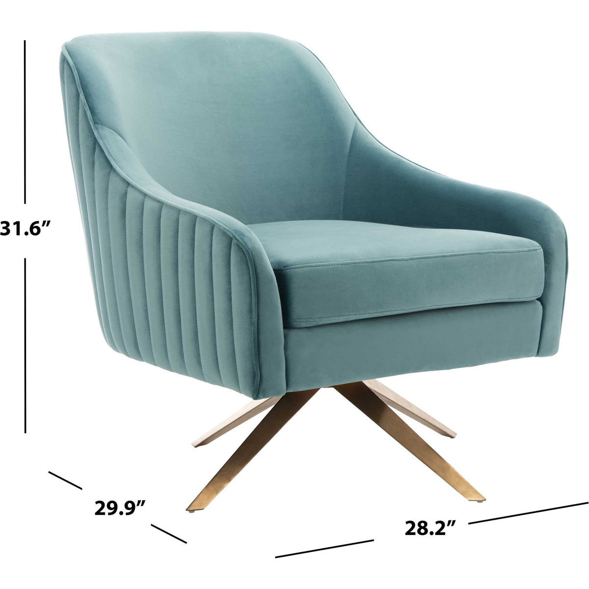 Leif Channeled Velvet Accent Chair Seafoam