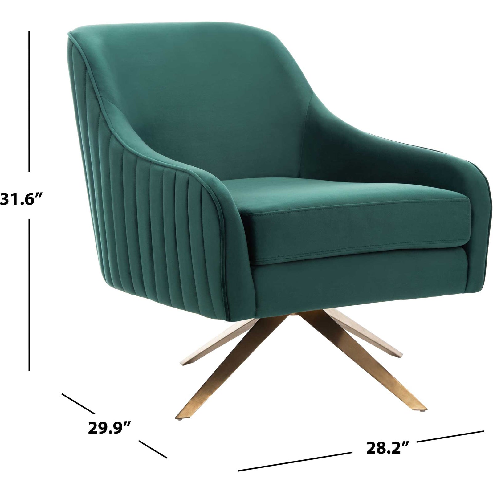 Leif Channeled Velvet Accent Chair Emerald