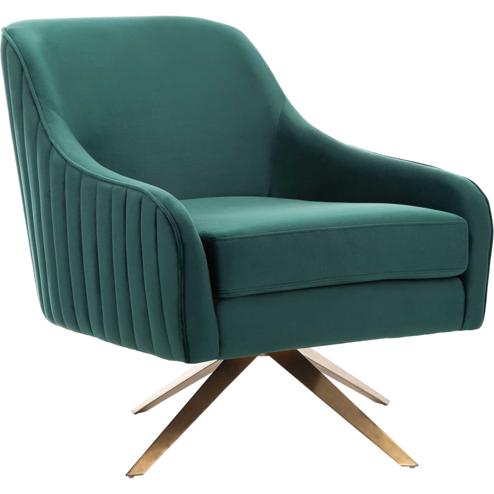 Leif Channeled Velvet Accent Chair Emerald